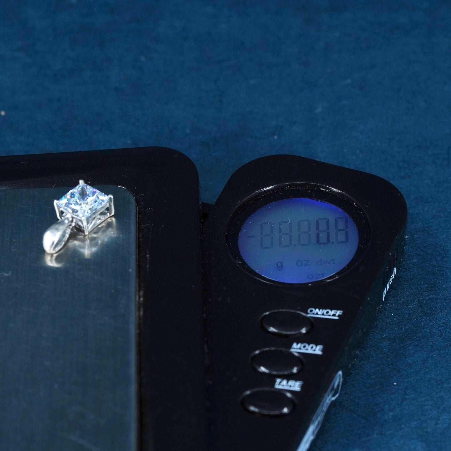 vintage Sterling 925 silver handmade pendant with square cz
