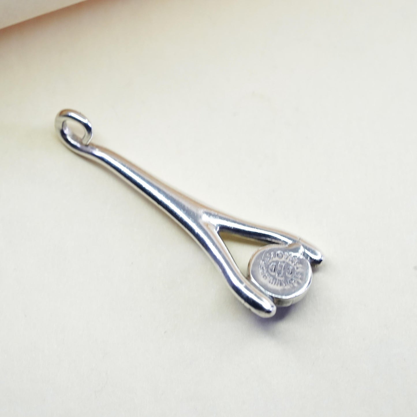 Vintage Mexican CCC Sterling 925 silver handmade wishbone pendant with amethyst