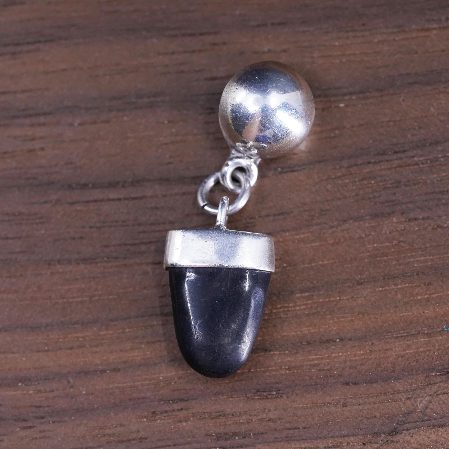 Vintage Mexican Sterling 925 silver handmade pendant with onyx