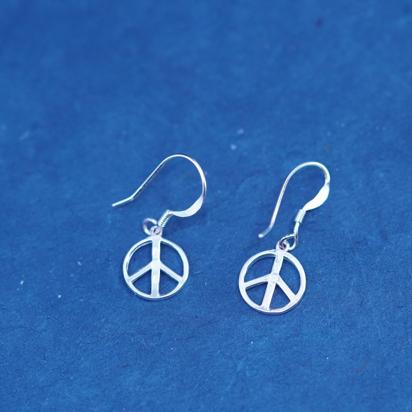 Vintage sterling 925 silver handmade earrings, CND peace sign