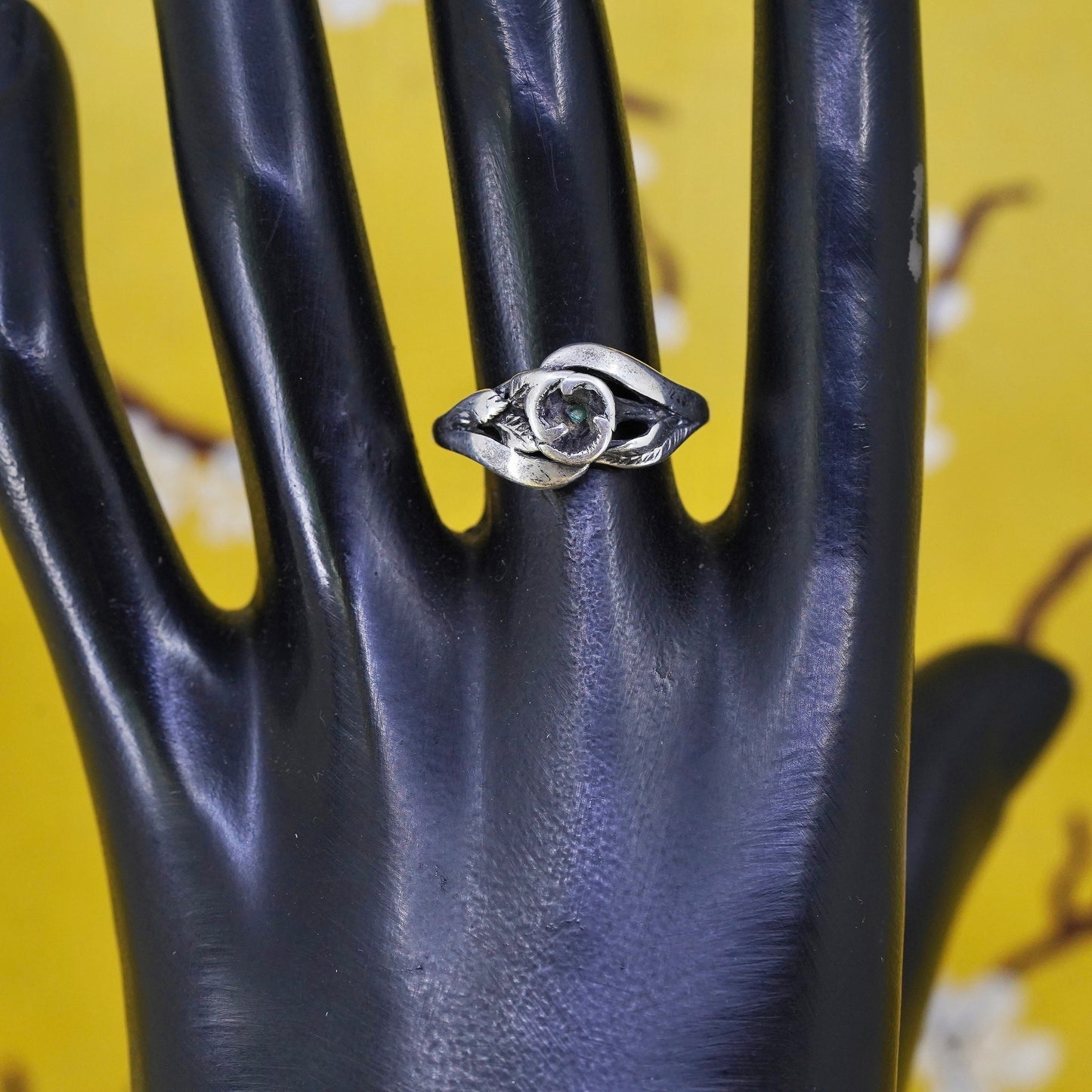 Size 6.75, sterling 925 silver handmade Freeform floral ring