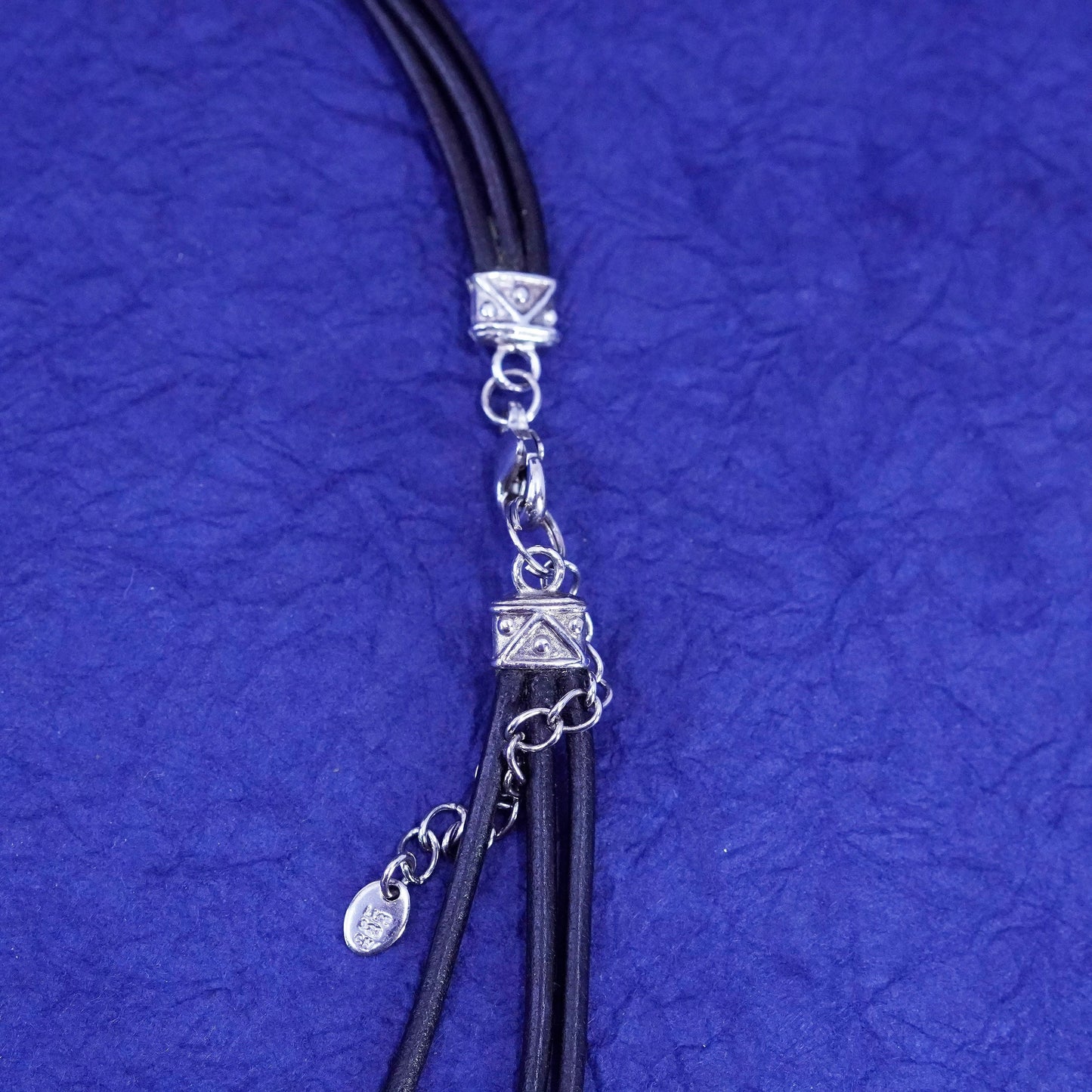 18+2”, Sterling 925 silver handmade black leather necklace with genuine pearl