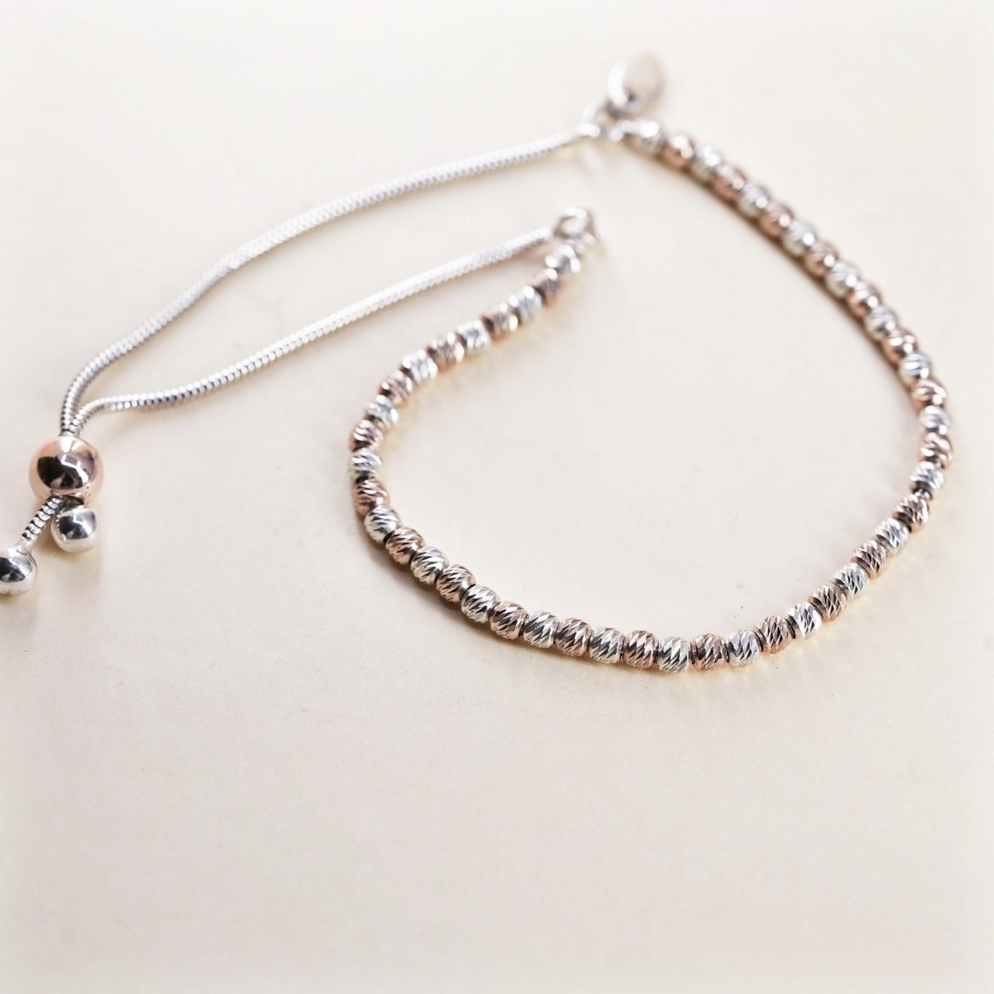 Dyadema Italian two tone sterling silver snake, 925 bracelet beads