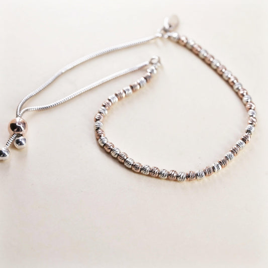 Dyadema Italian two tone sterling silver snake, 925 bracelet beads