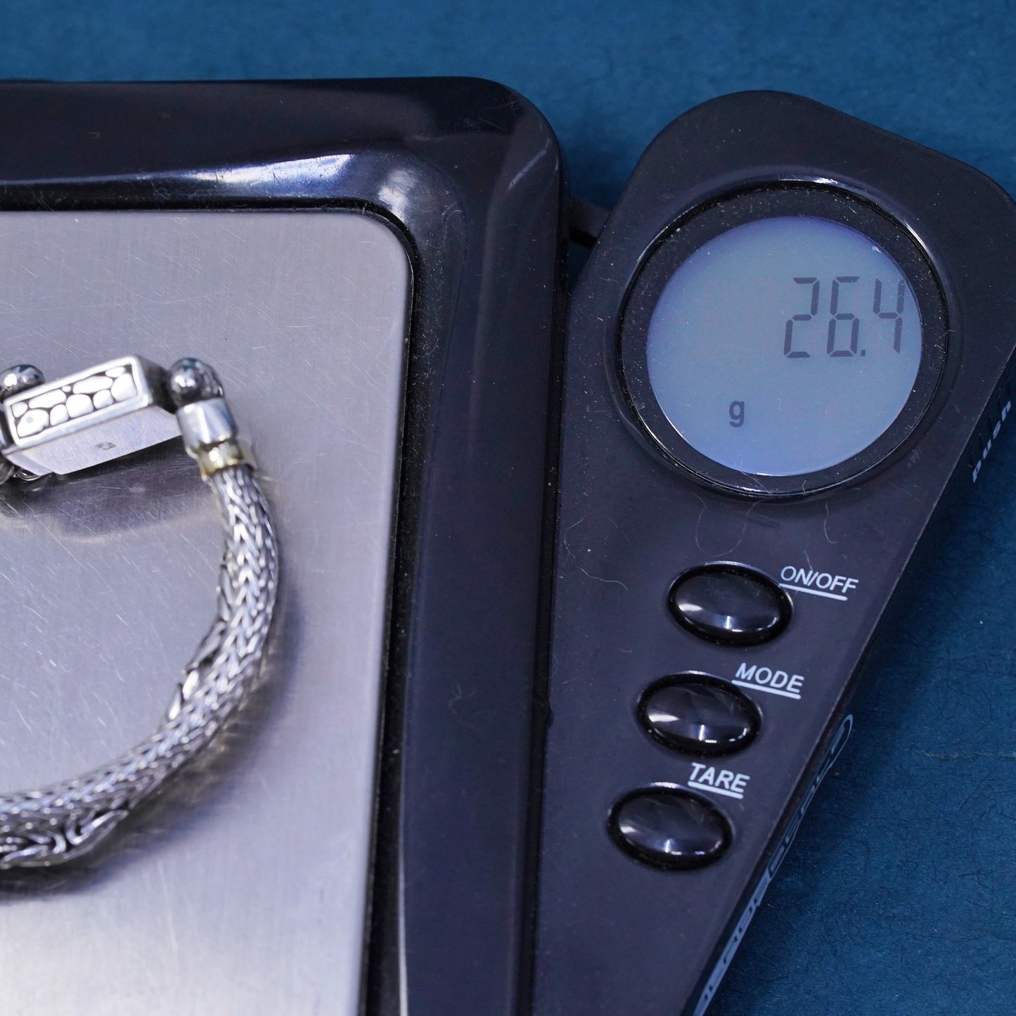 6”, Sarda Artisan Of Bali Bracelet Sterling 925 Silver 14K yellow gold accent
