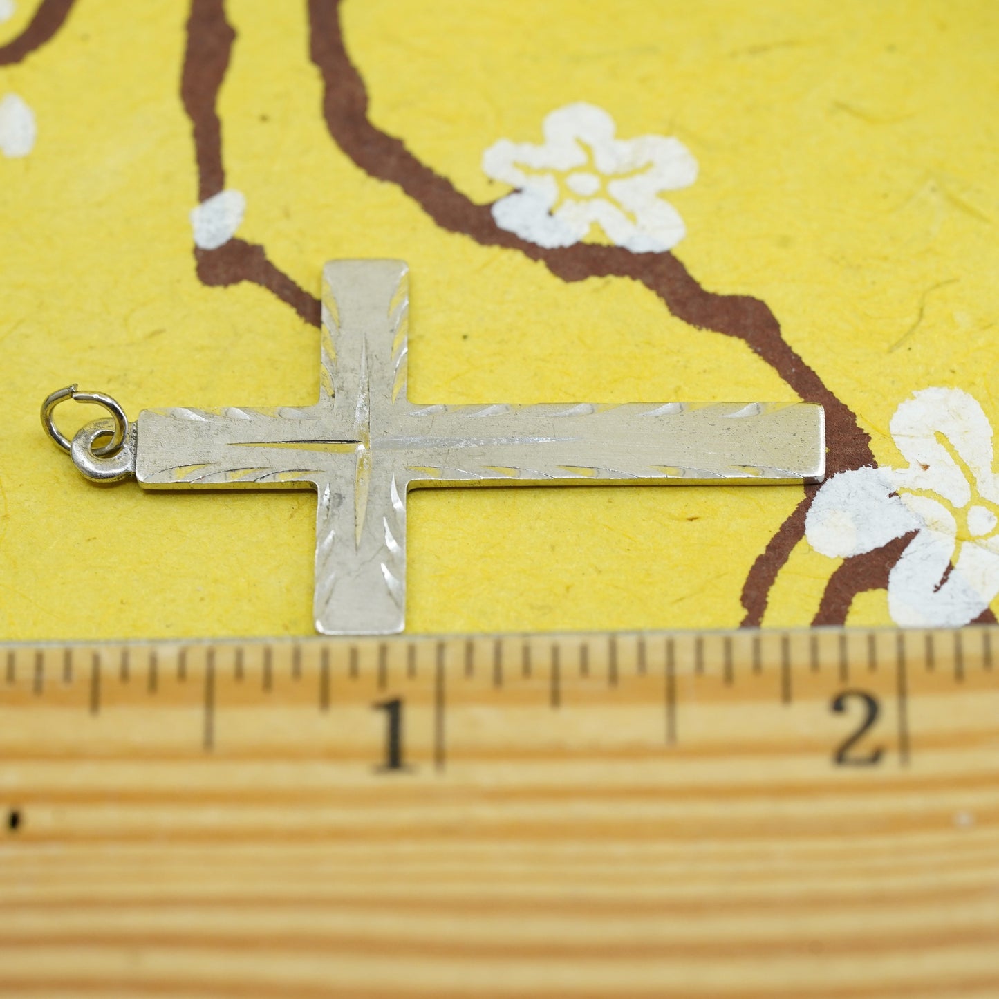 Vintage Sterling silver handmade pendant, 925 textured cross