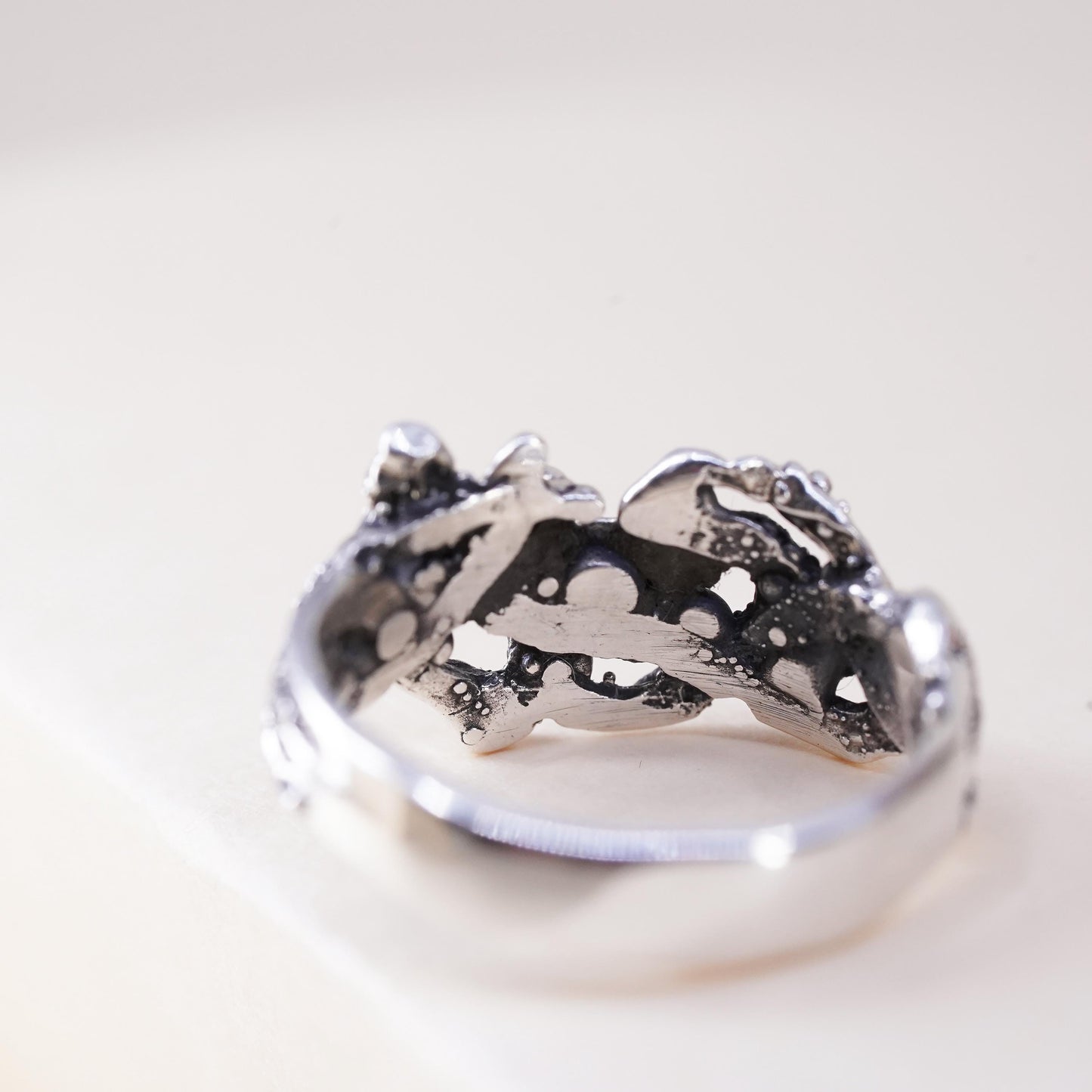 Size 5, vintage Sterling silver handmade ring, 925 snake band