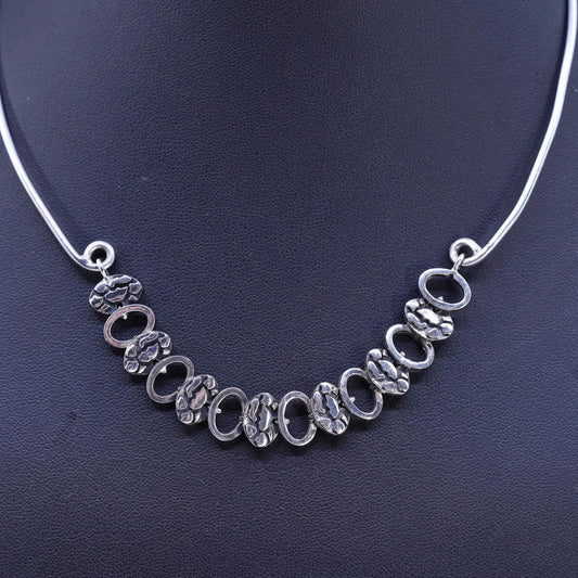 14", vintage Sterling silver 925 choker collar necklace pebble textured chain