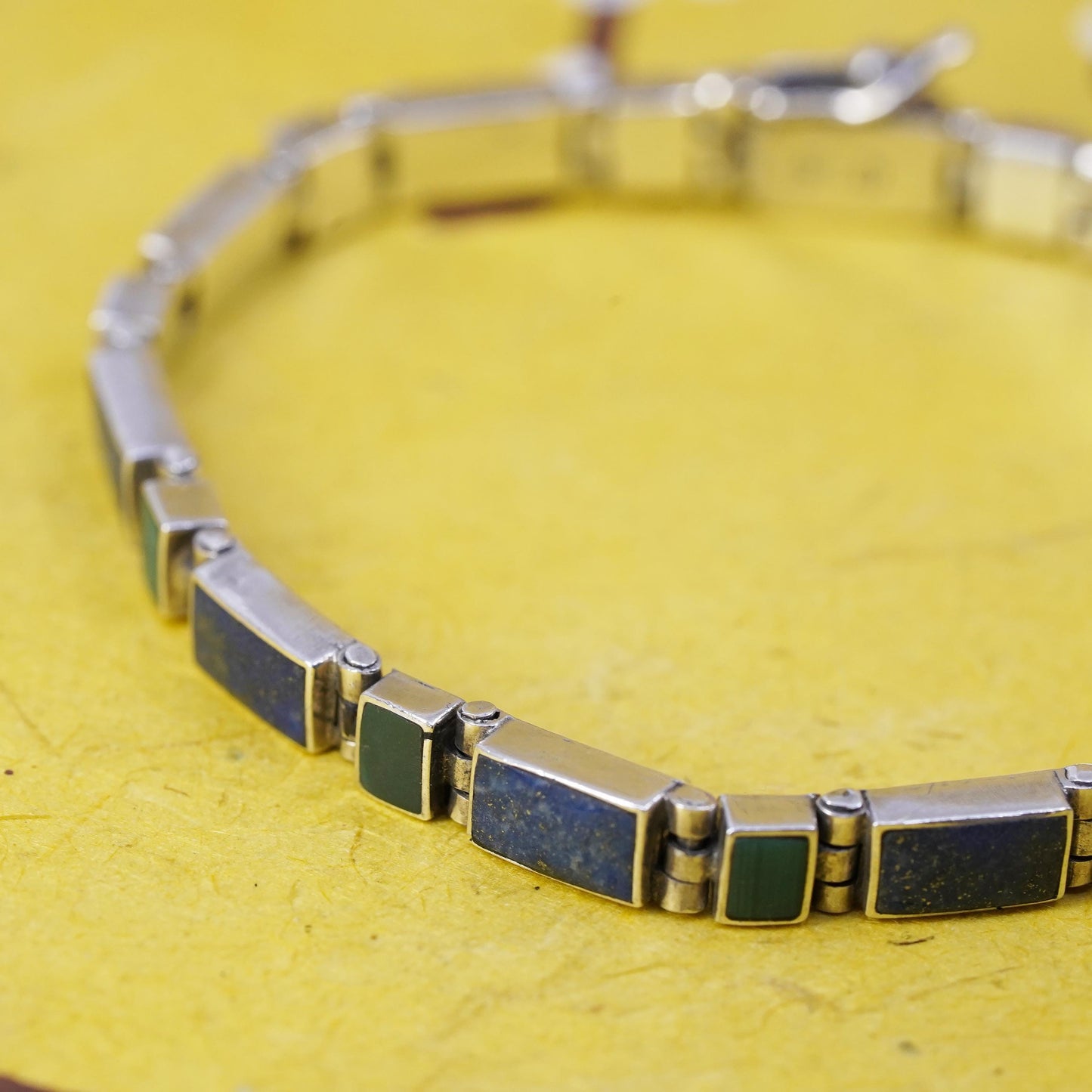 6.75”, vintage southwestern Sterling 950 silver tennis bracelet with turquoise