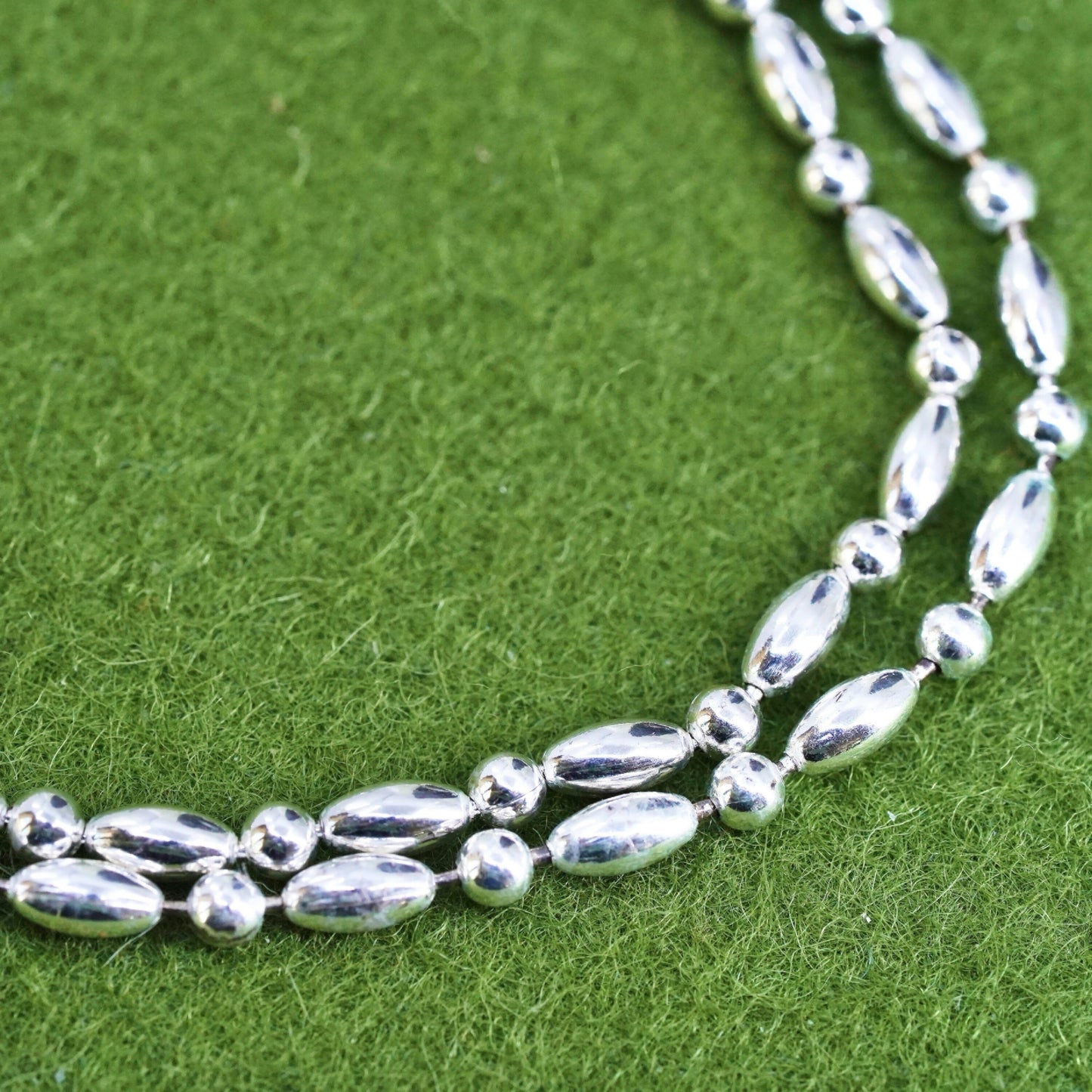 18", 3mm, Vintage sterling silver bold beads chain, 925 necklace