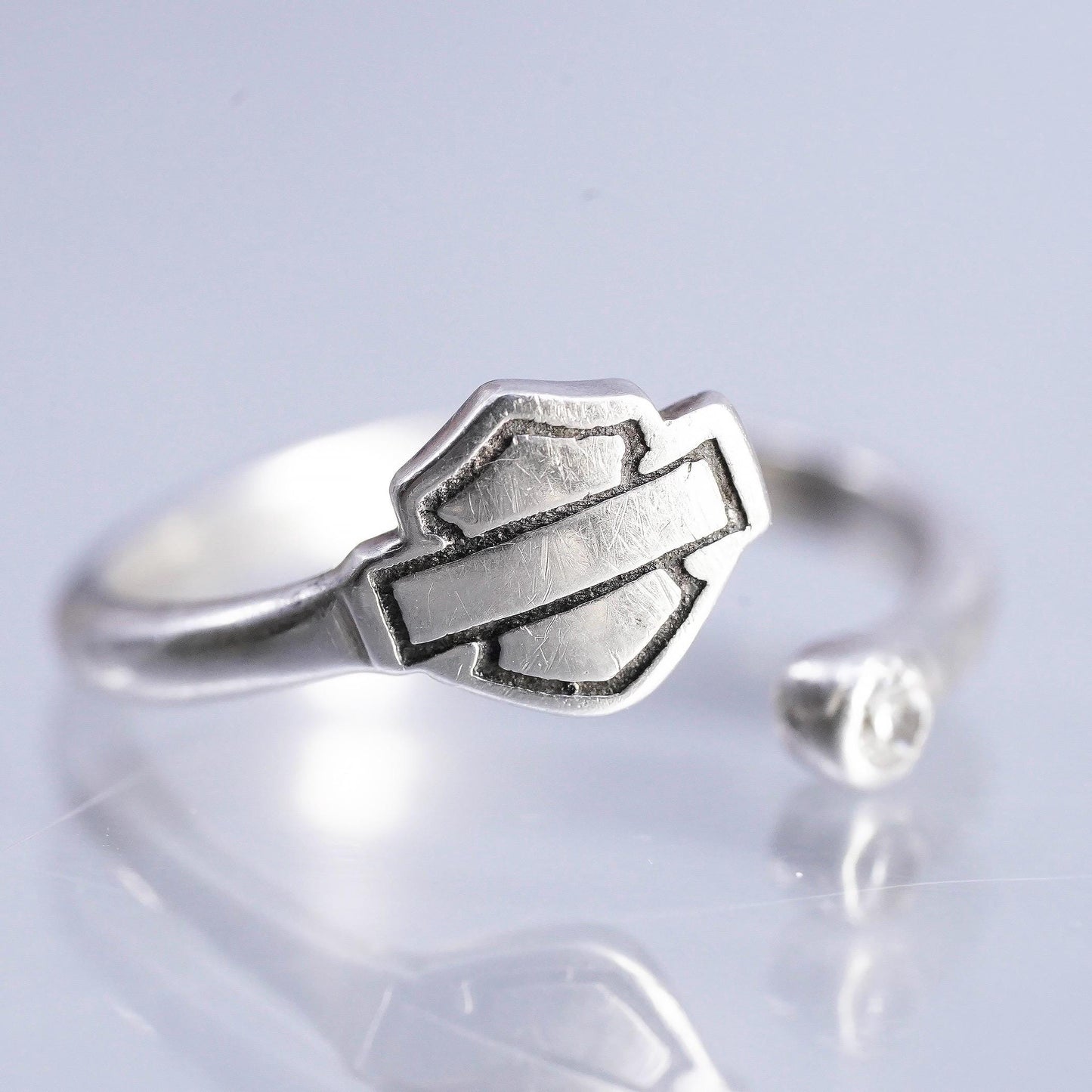 Harley Davidson Bar & Shield Wrap Ring 925 Sterling Silver Open Adjustable Ring
