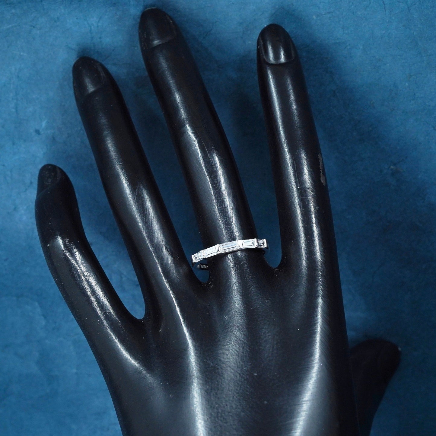 Size 8, Sterling 925 silver handmade ring, 925 stackable wedding band with Cz