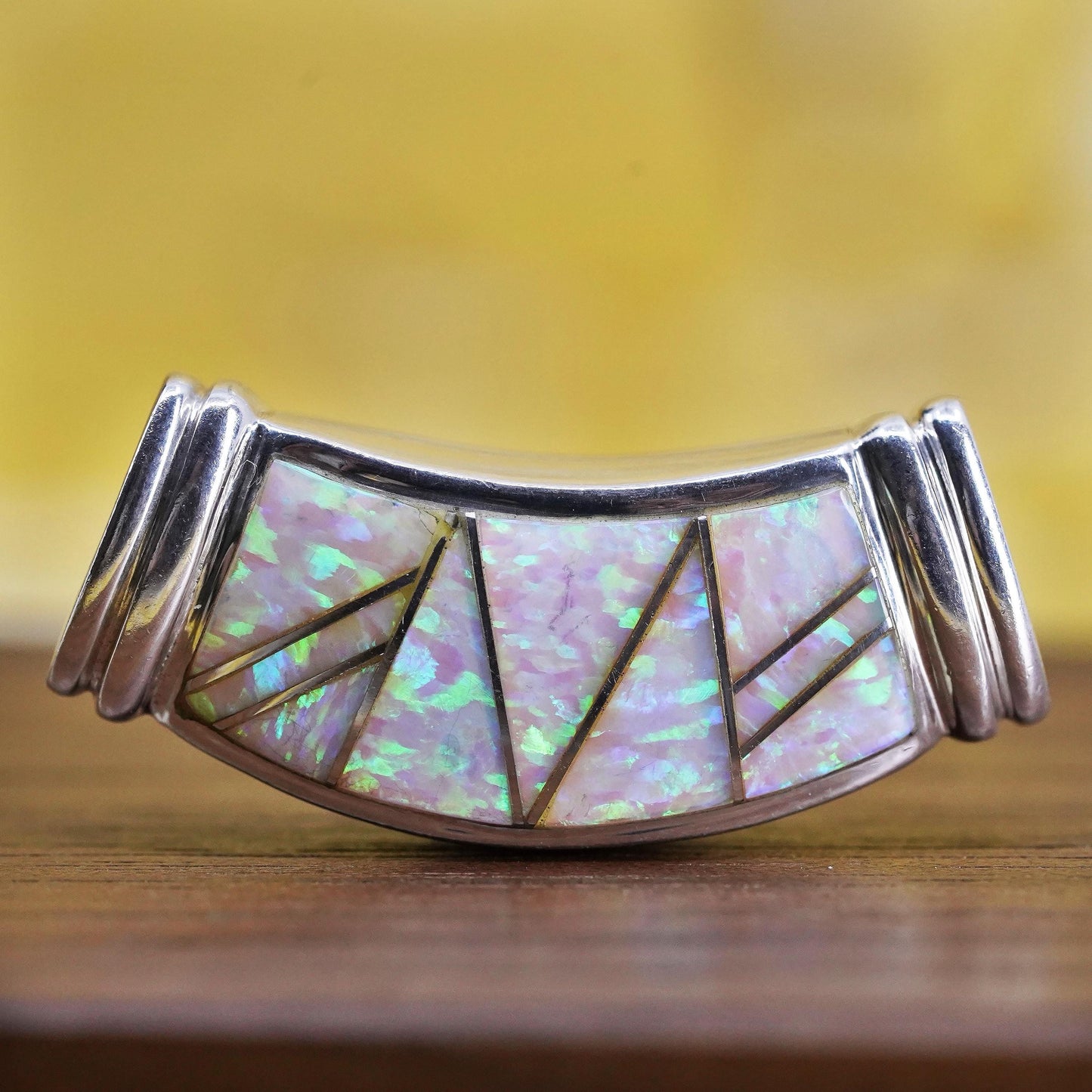 Vintage 925 Sterling Silver slide pendant pendant with opal inlay