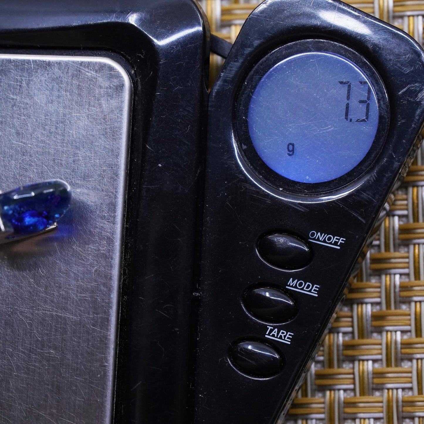 vintage Mexican Sterling silver studs, circle earrings with blue glass