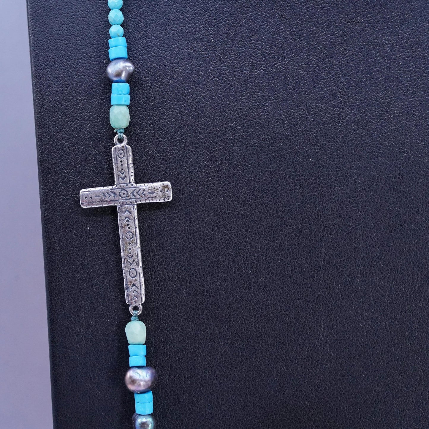 28", Silpada N3028 925 Sterling Silvr Howlite Pearl Pyrite Ideal Cross Necklace