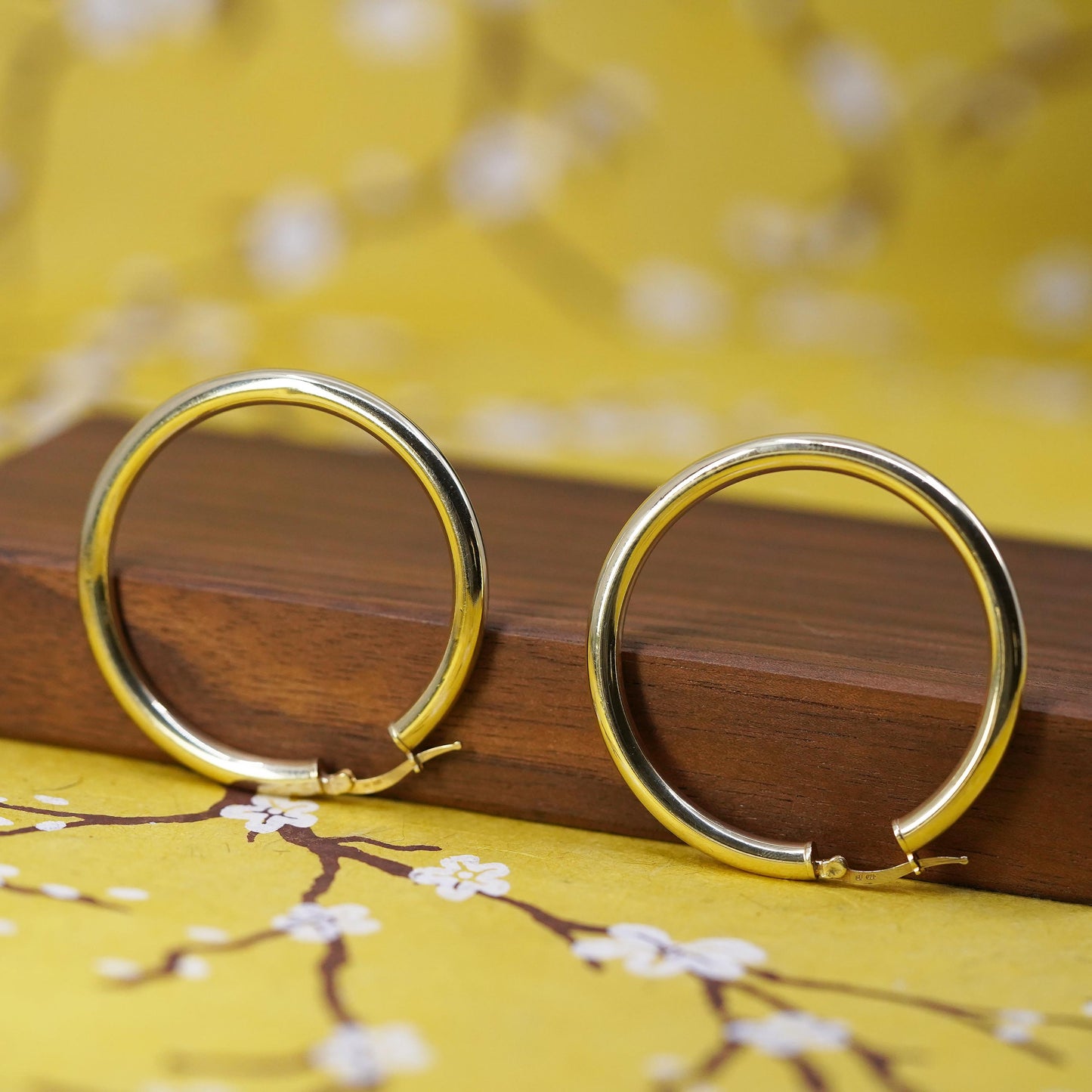 1.75", vermeil gold over Sterling silver earrings, 925 bold huggie hoops