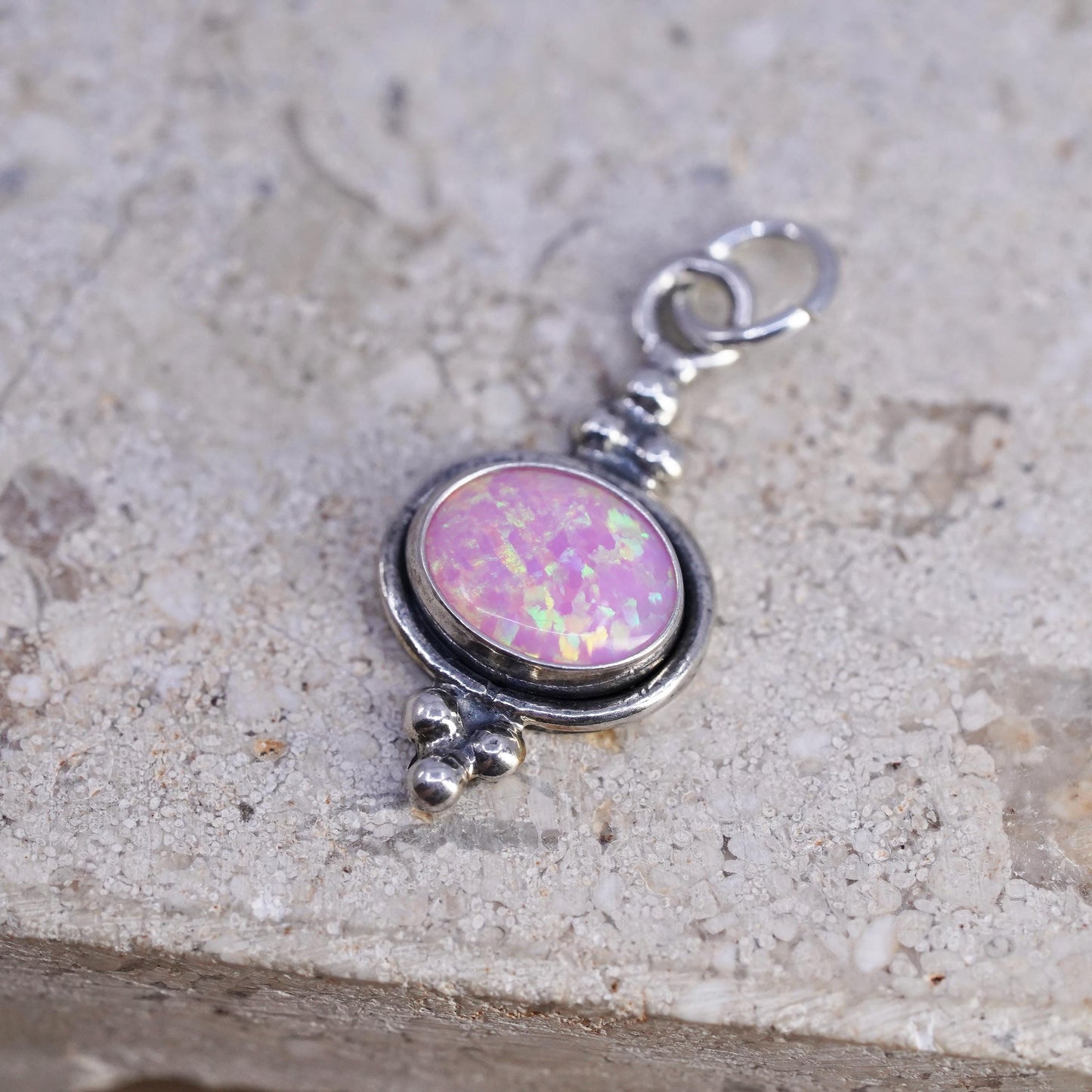 Vintage Sterling silver 925 handmade pendant, opal charm