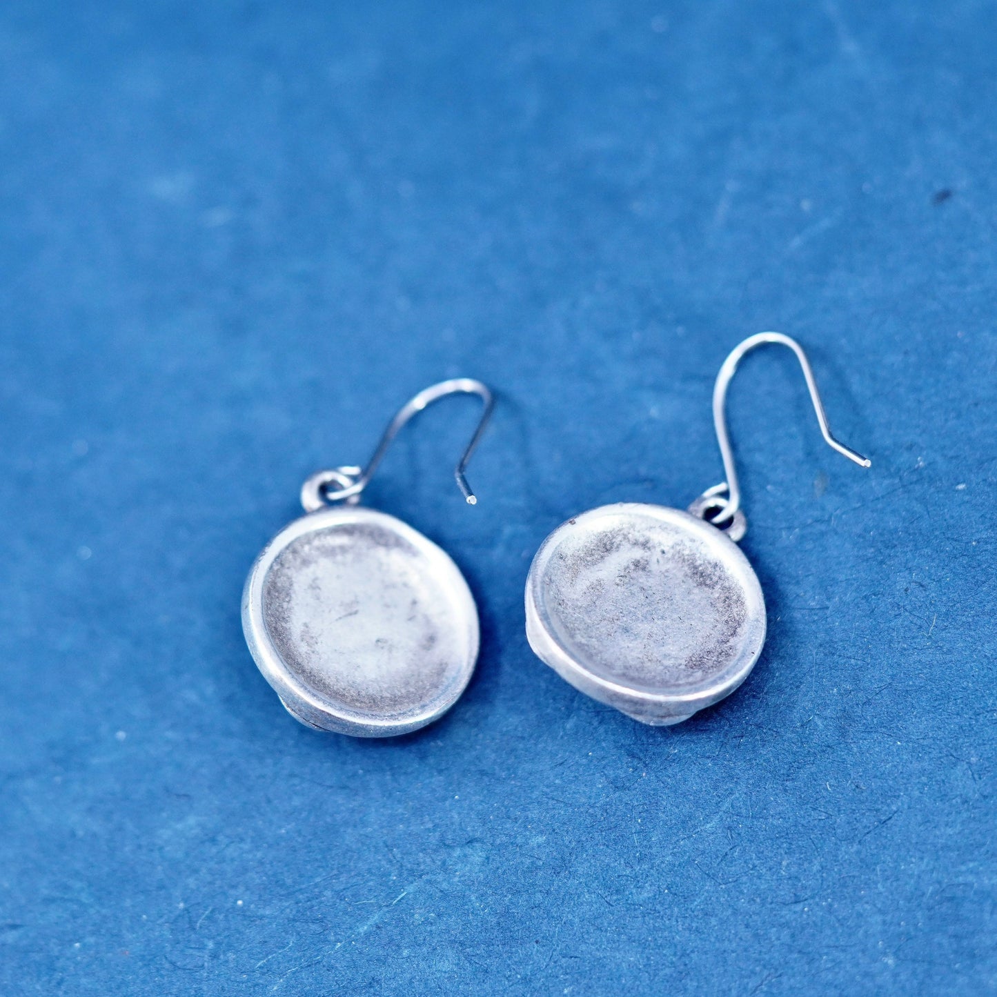 Vintage two tone sterling silver handmade earrings, 925 disc with beads