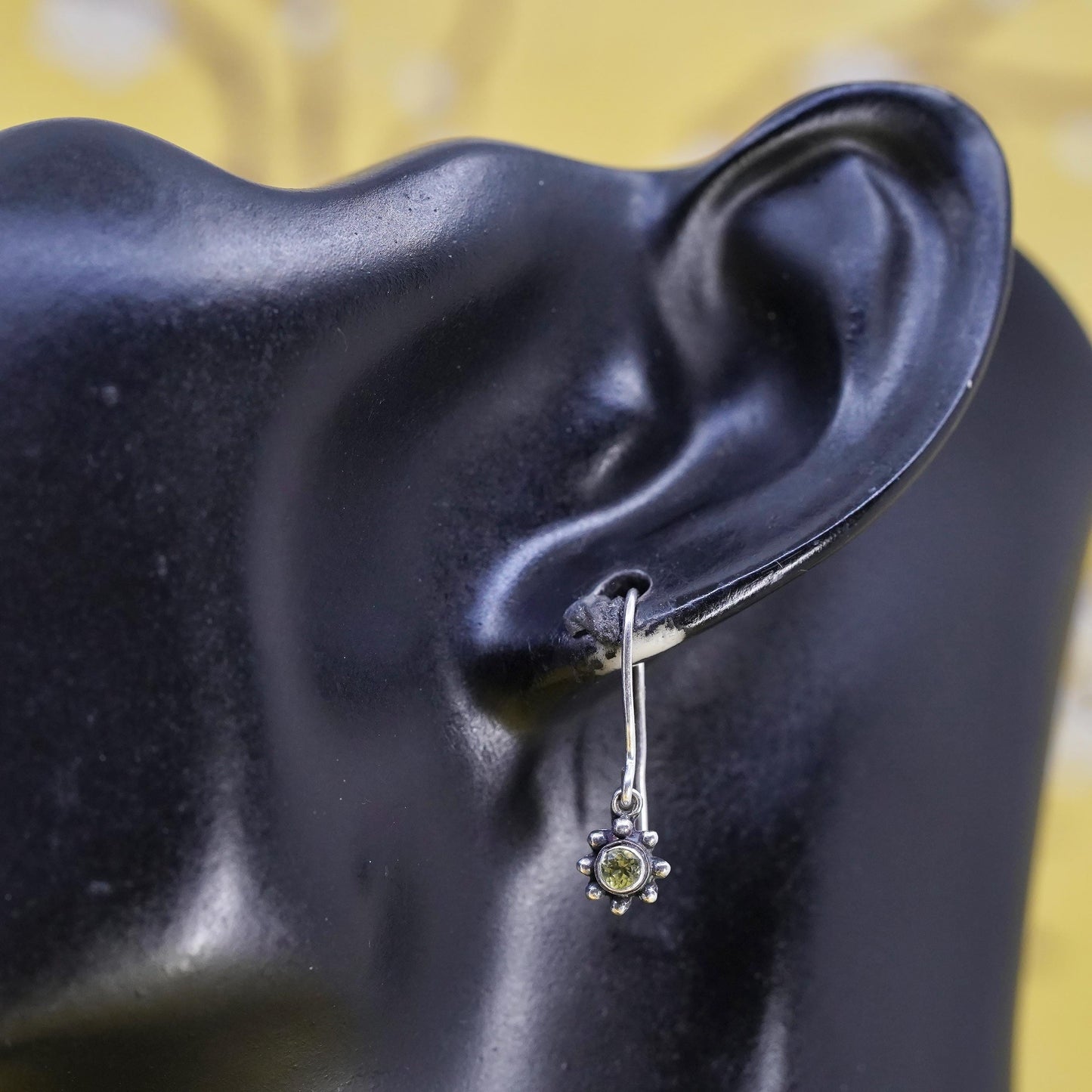 Vintage Sterling 925 silver handmade earrings with peridot drops