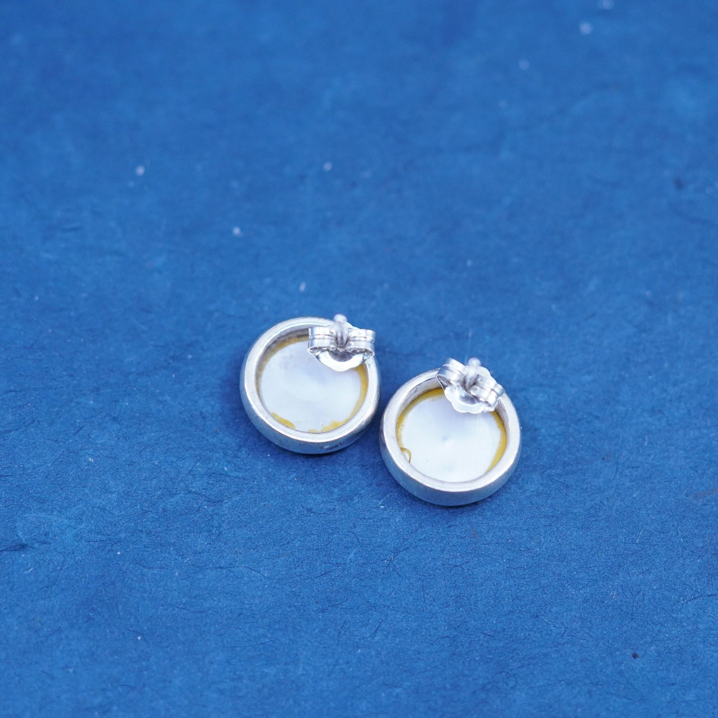 Vintage Sterling 925 silver studs with mother of pearl inlay, earrings