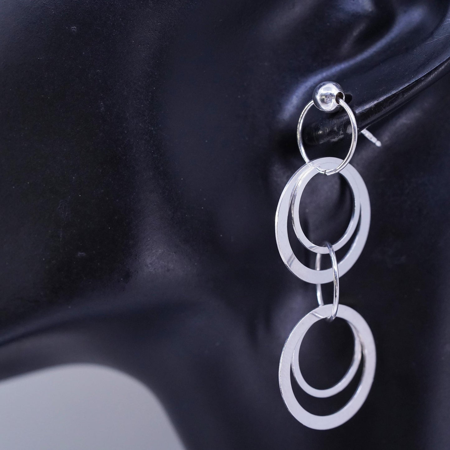 Vintage Italian Sterling 925 silver handmade entwined circle earrings
