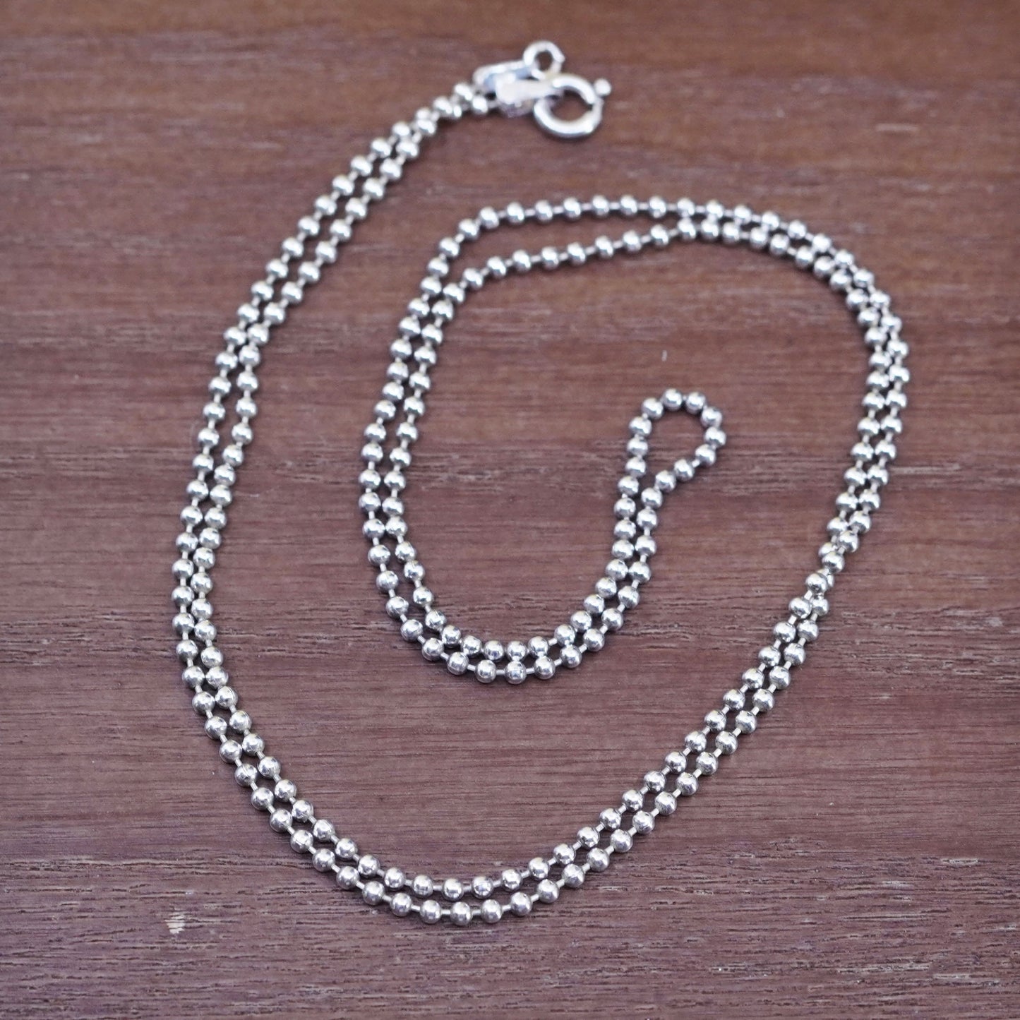 24”, 1mm, vintage Sterling silver beads necklace, 925 chain