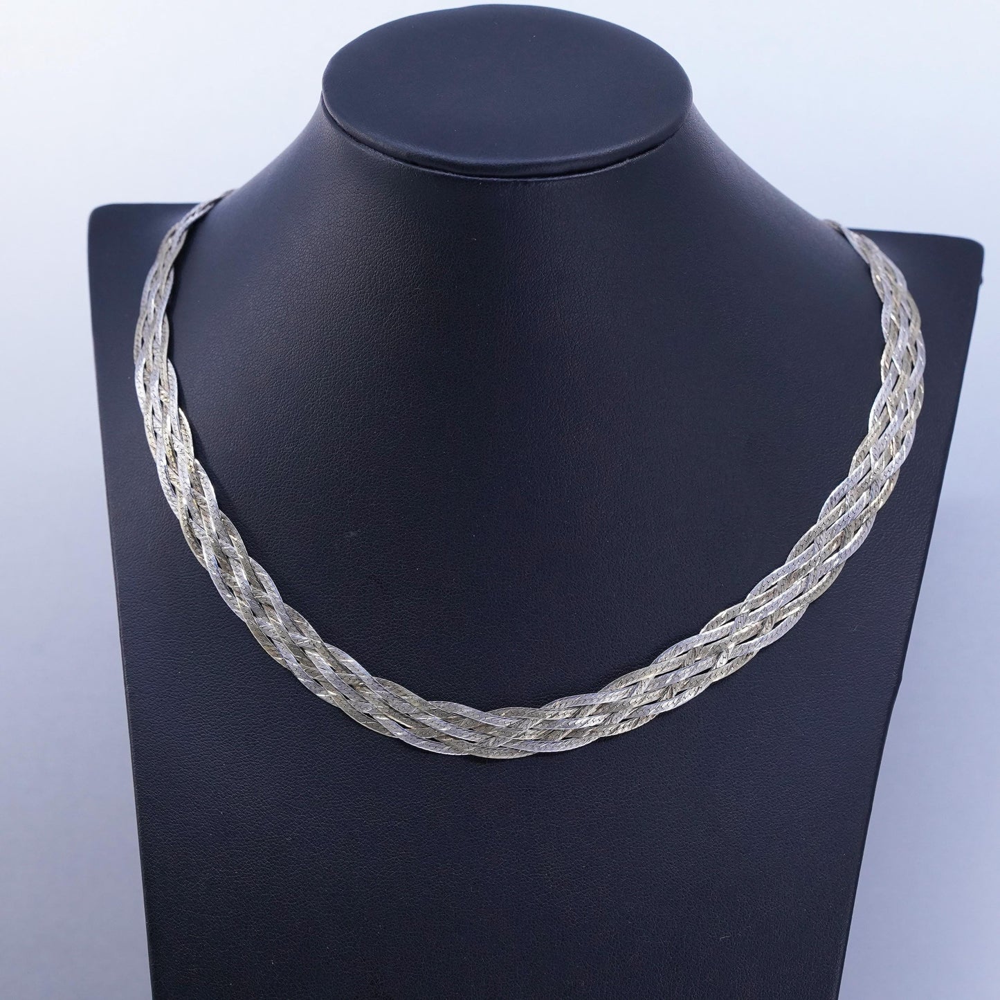 18” Italy vermeil gold Sterling 925 silver woven braided herringbone necklace
