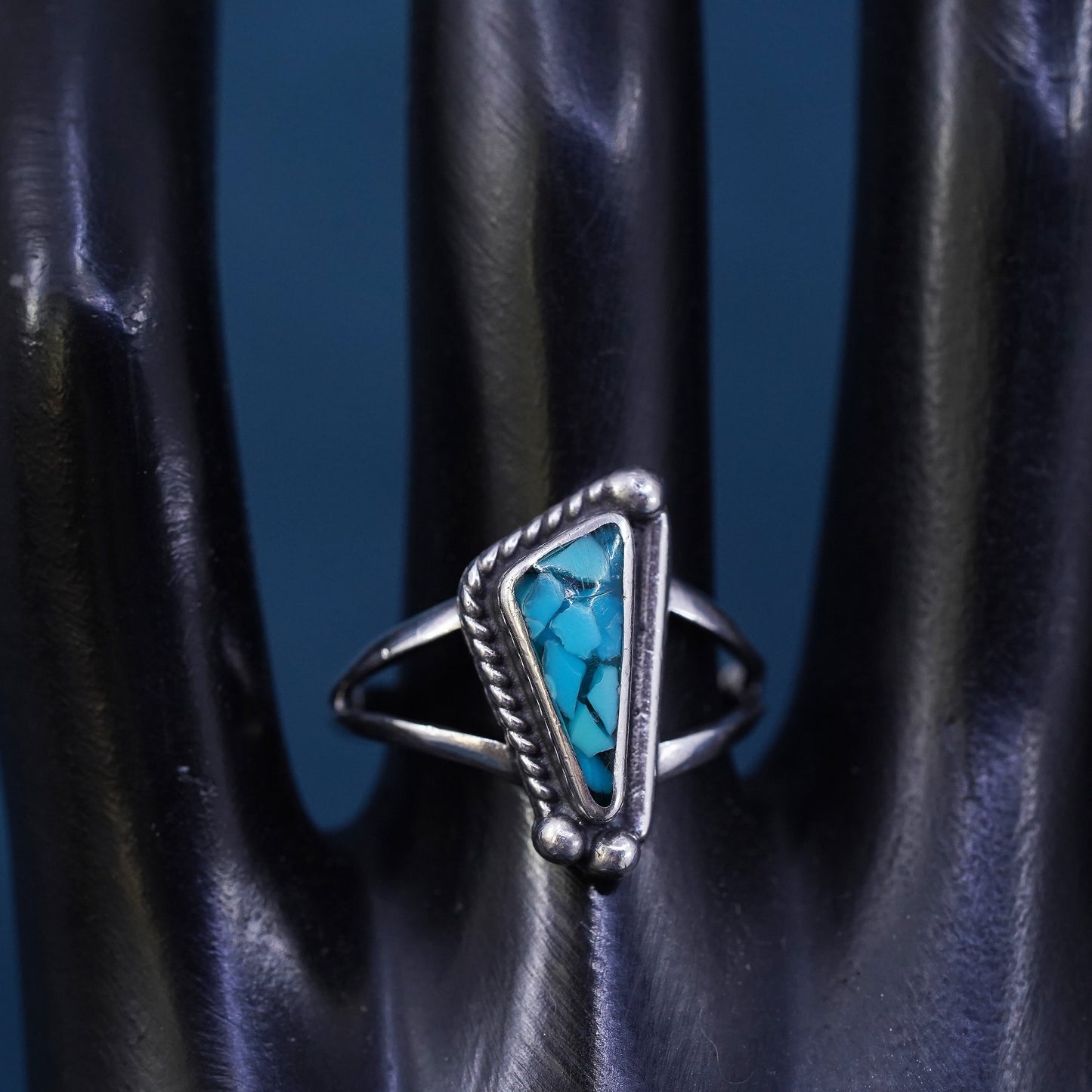 Size 7.5 Native American, southwestern Sterling silver handmade ring turquoise