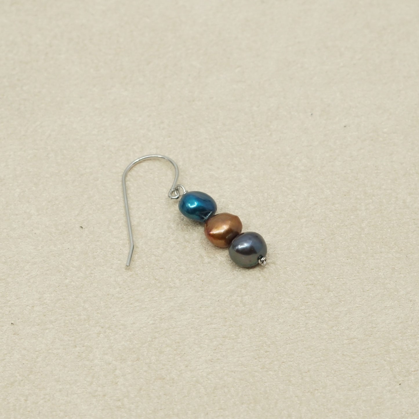 VTG Sterling 925 silver handmade earrings, genuine pearl beads dangle