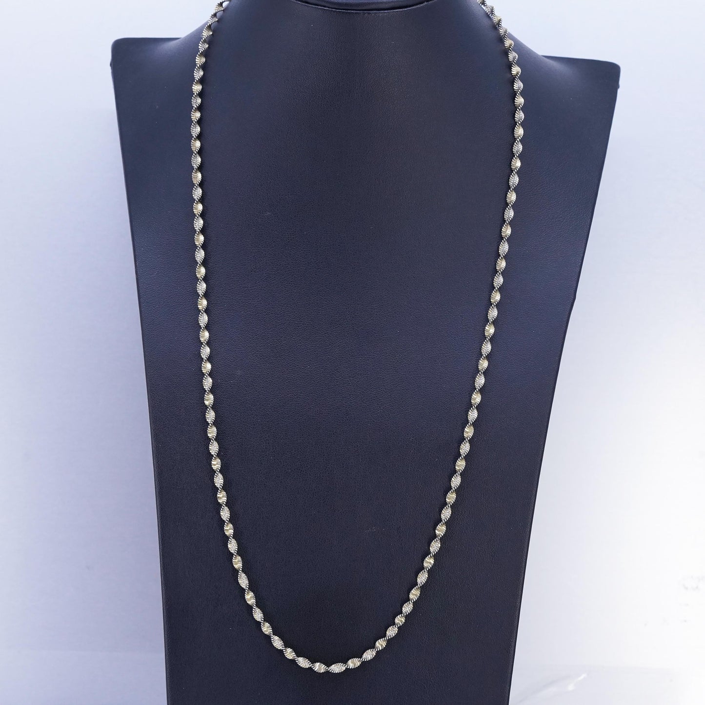 24", Italy vermeil gold over Sterling 925 silver twisted herringbone necklace