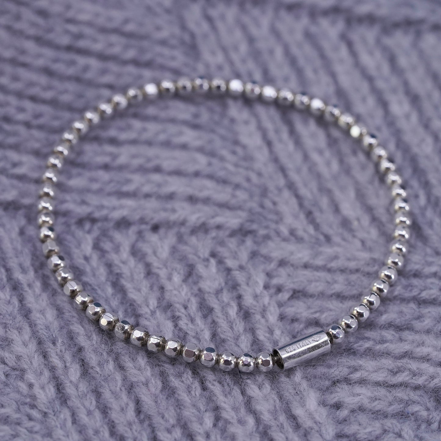 6.75", VTG Silpada Italian Sterling 925 silver handmade bead stretch bracelet