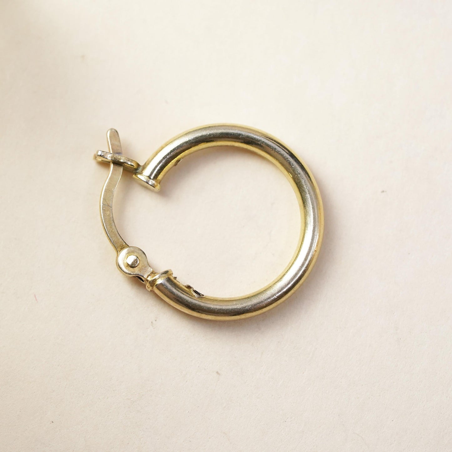 0.5", Vintage vermeil gold sterling silver loop single earring, fashion hoop