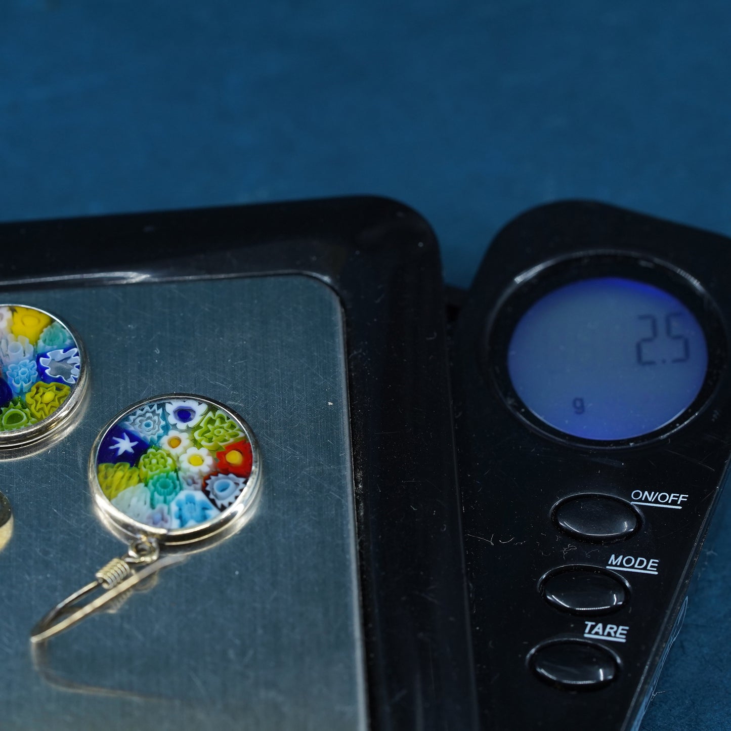 Vintage sterling silver handmade earrings, 925 hooks with Italian murano glass
