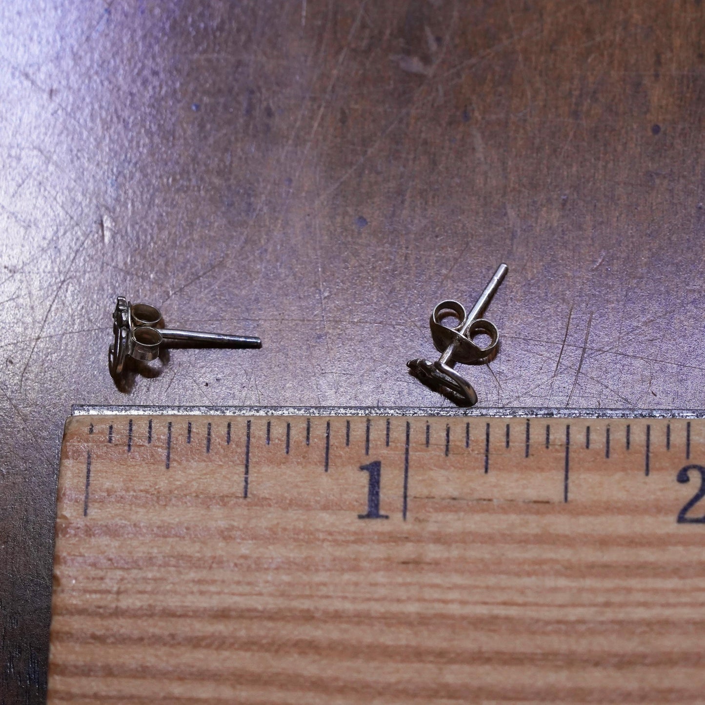 Vintage Sterling silver handmade earrings, 925 silver anchor studs