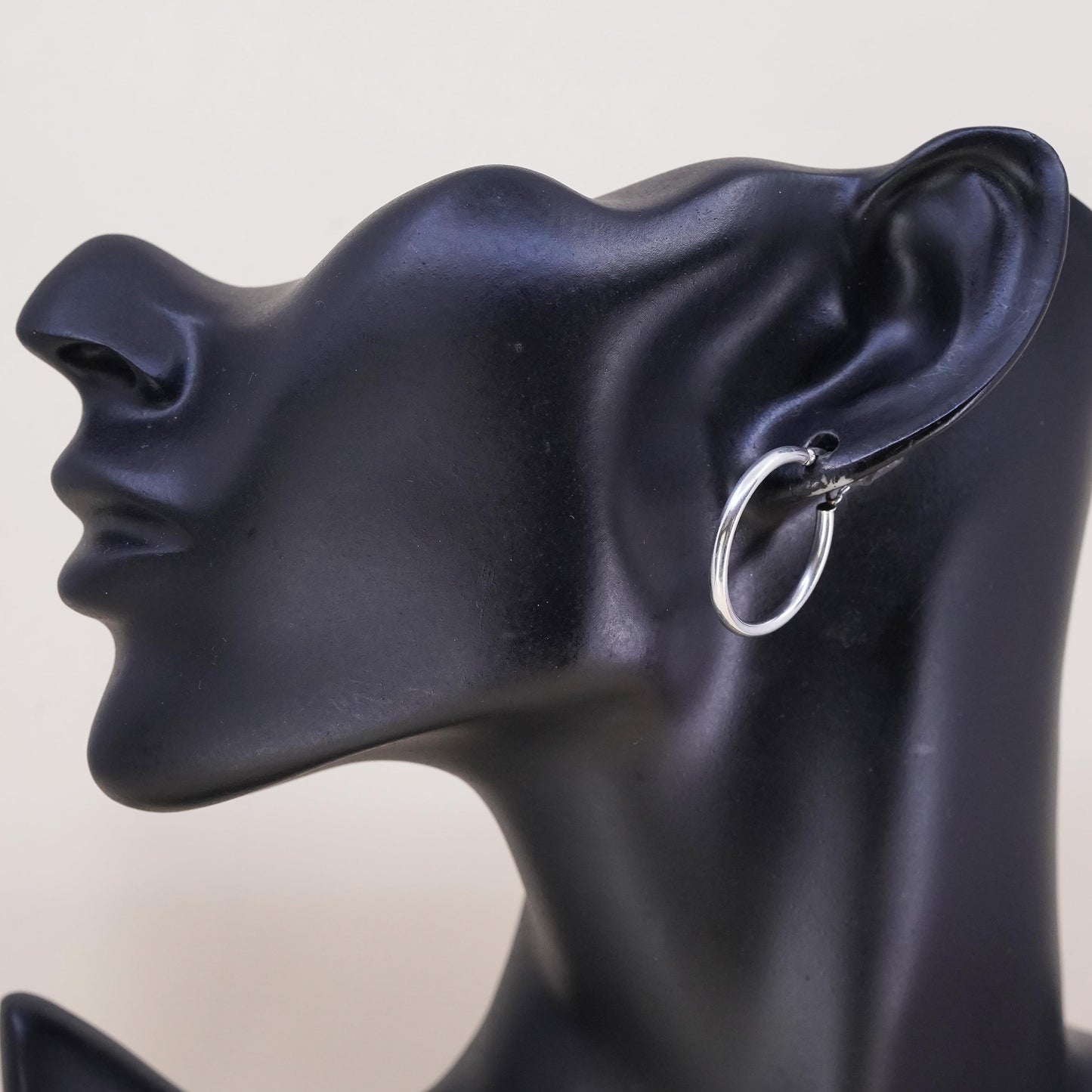 1”, Vintage sterling silver loop single earring, minimalist primitive hoop
