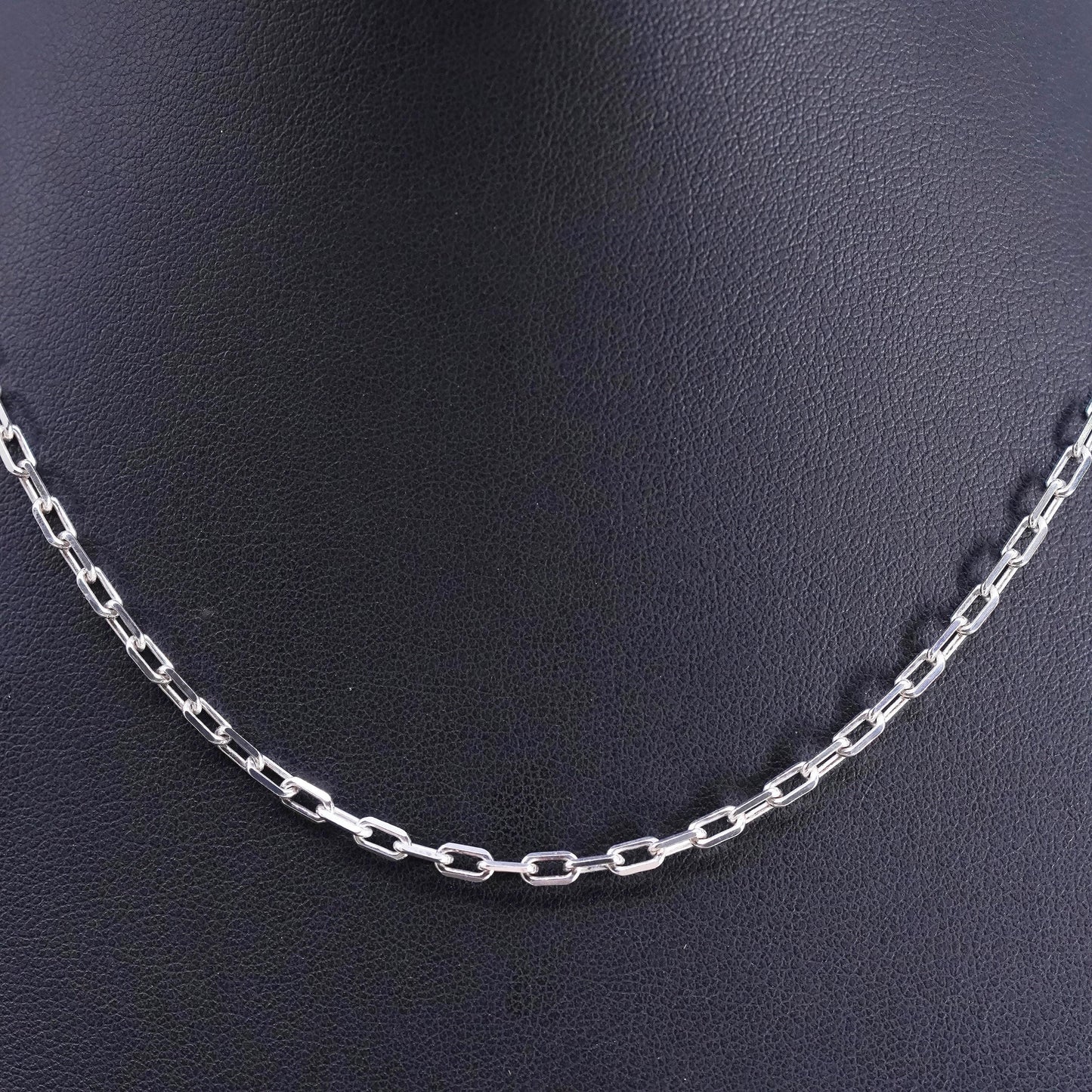16", 3mm, vintage Sterling silver handmade necklace, 925 elongated link chain