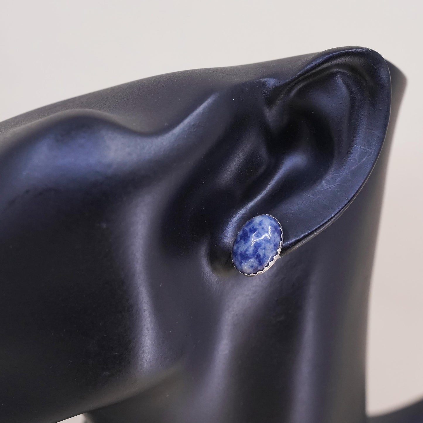 Native American Navajo single earring. Navajo Sterling 925 silver stud lapis