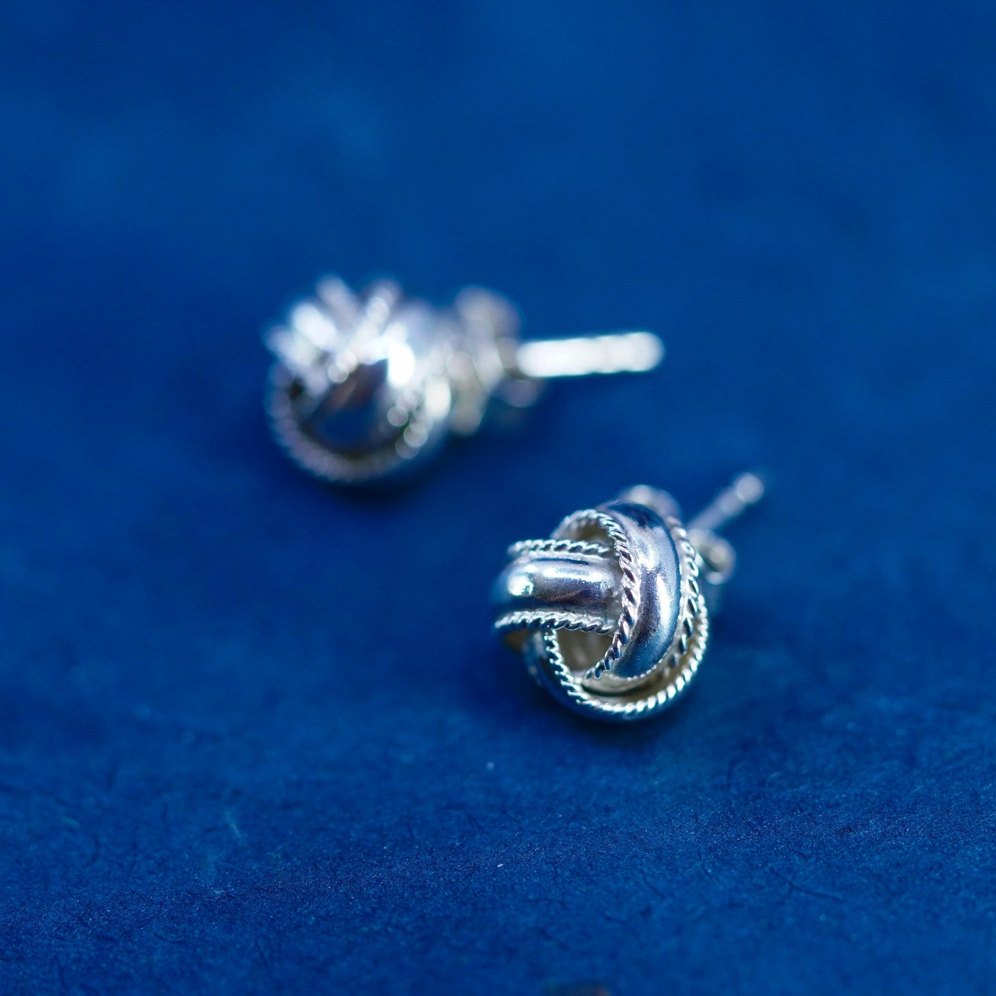 Vintage Sterling silver handmade earrings, 925 entwined studs