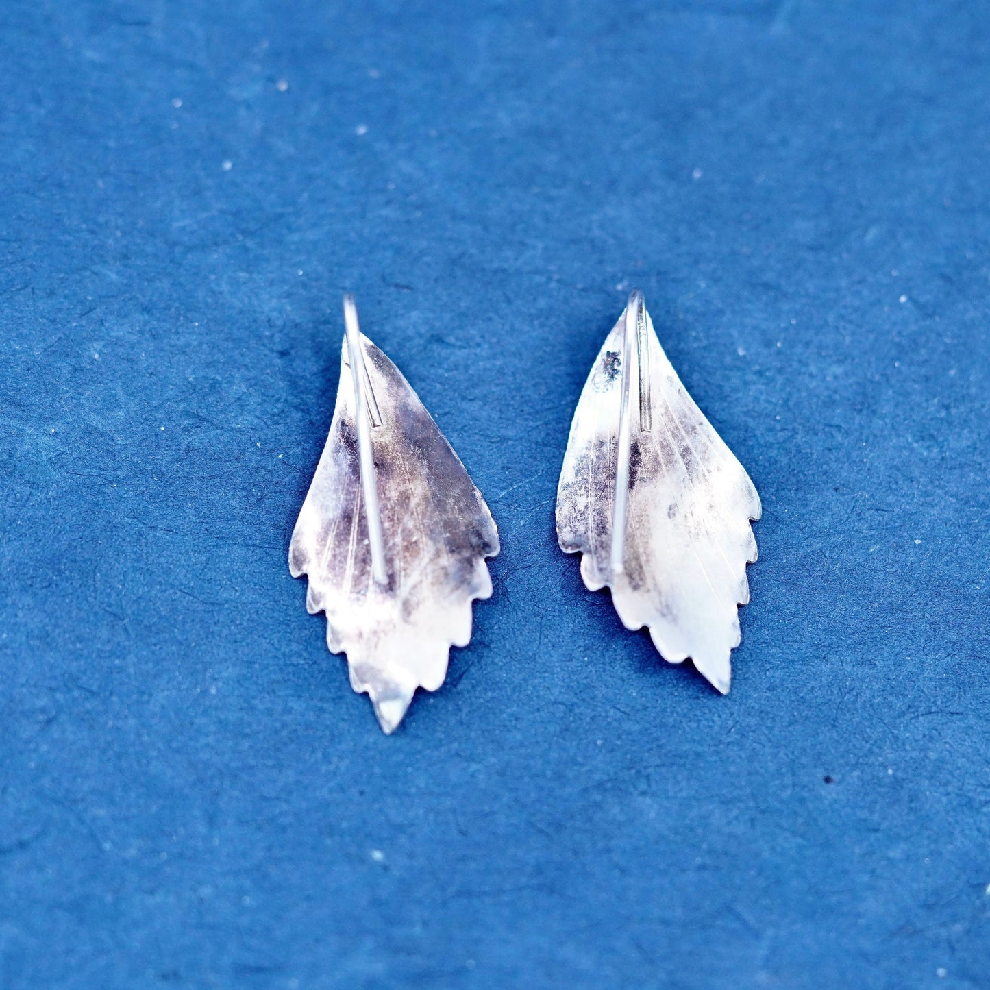 Native American southwestern sterling silver earrings, 925 feather drops