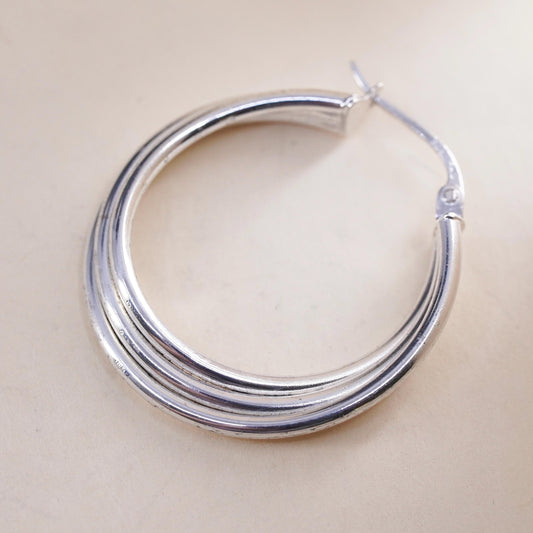 1", Vintage sterling silver loop single earring, fashion primitive twisted hoop