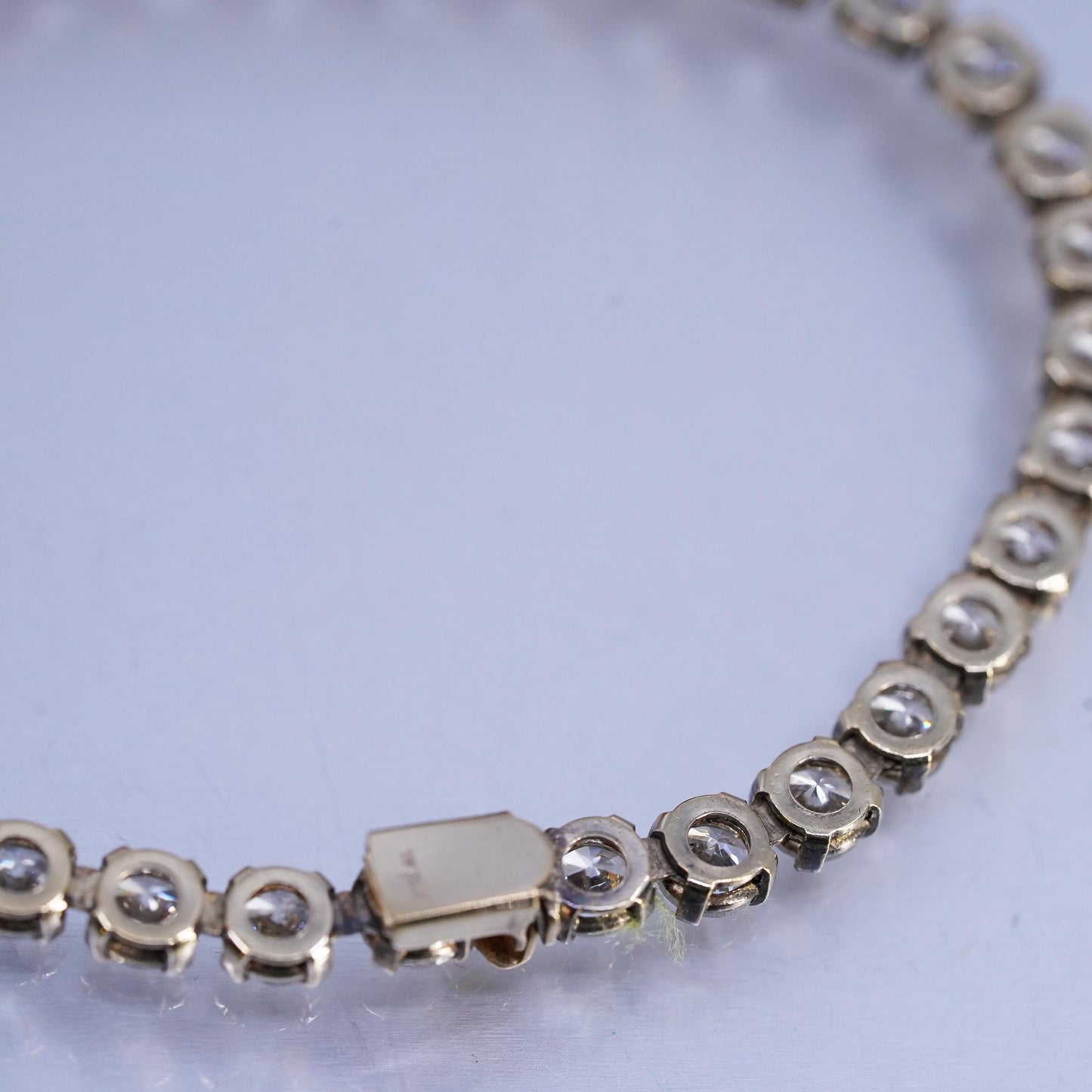 7.25", Vintage gold plated Sterling Silver 925 Tennis Bracelet with cluster cz