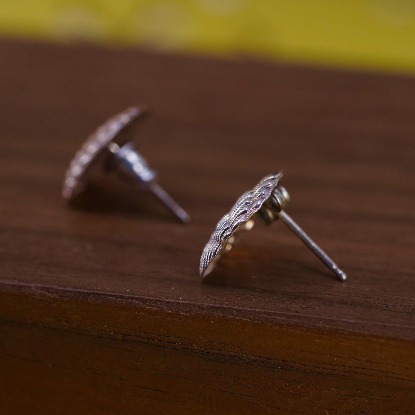 Vintage sterling silver handmade earrings, 925 shell studs