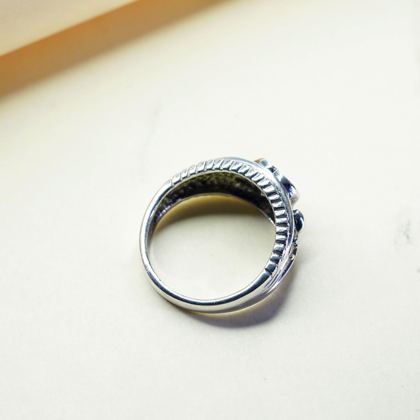 Size 10, Vintage sterling silver handmade ring, engagement ring with heart cz