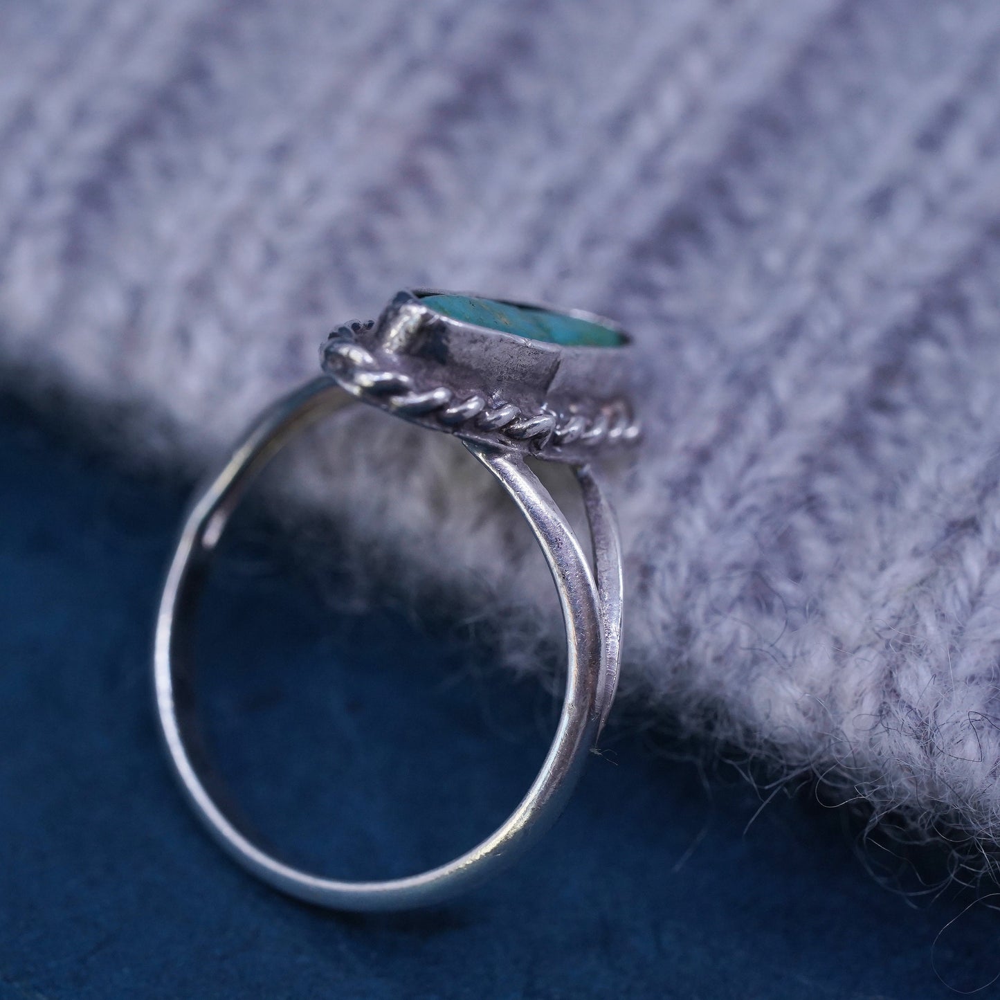 Size 5.5, Sterling silver ring with turquoise, Native American, southwestern