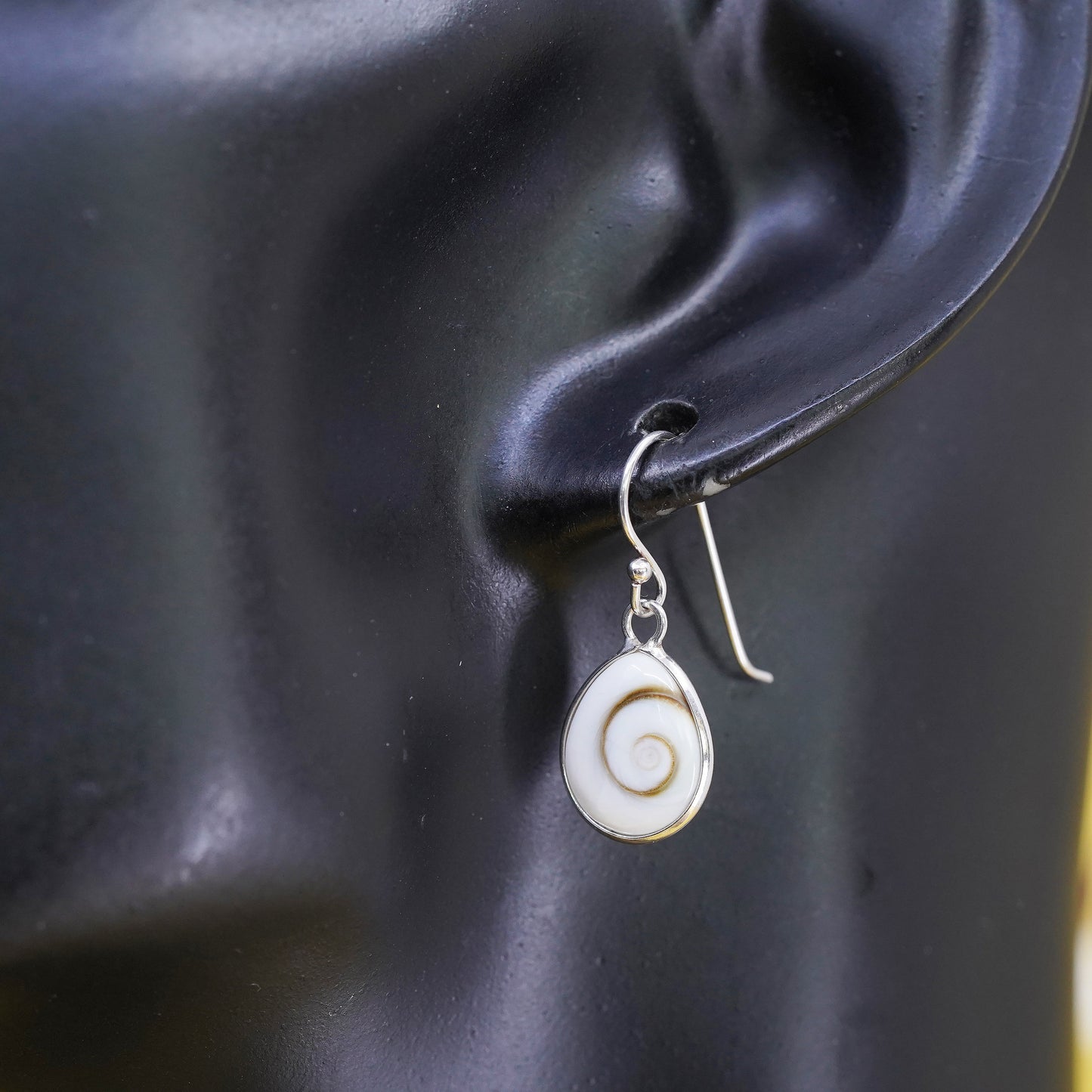 Sterling 925 Silver Shiva eye teardrop earrings | Mexican Jewelry, fossil shell