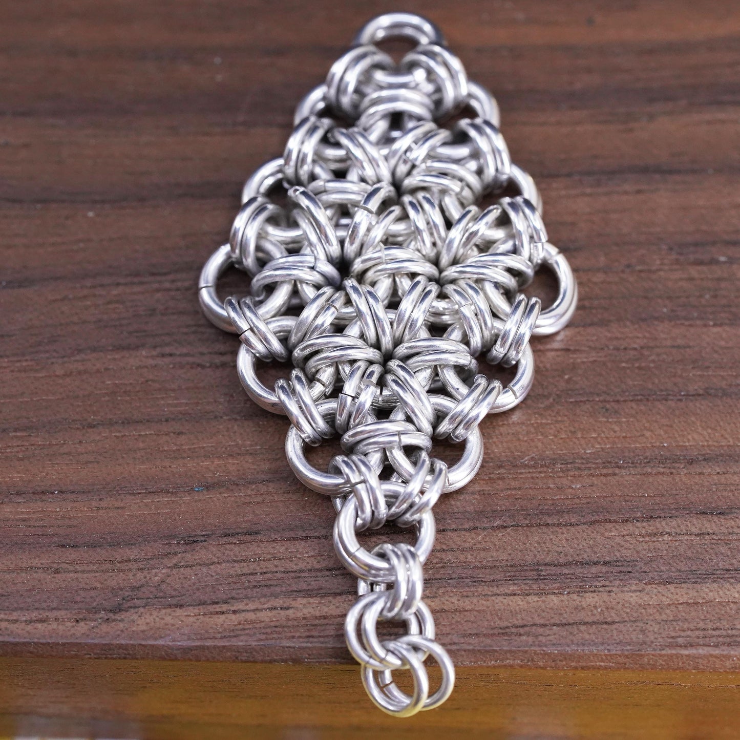 Vintage sterling silver handmade pendant, 925 silver cluster jump ring charm