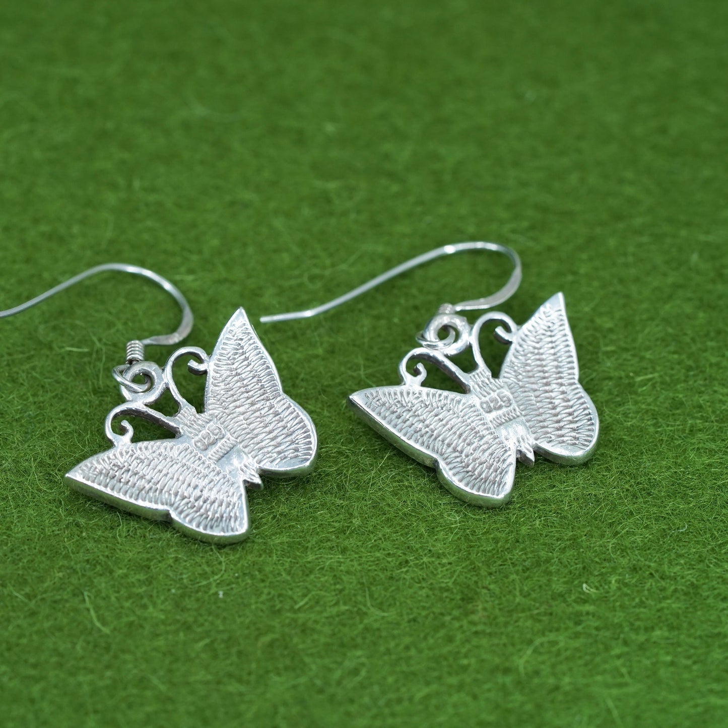 sterling silver handmade earrings, 925 butterfly with mother of pearl inlay