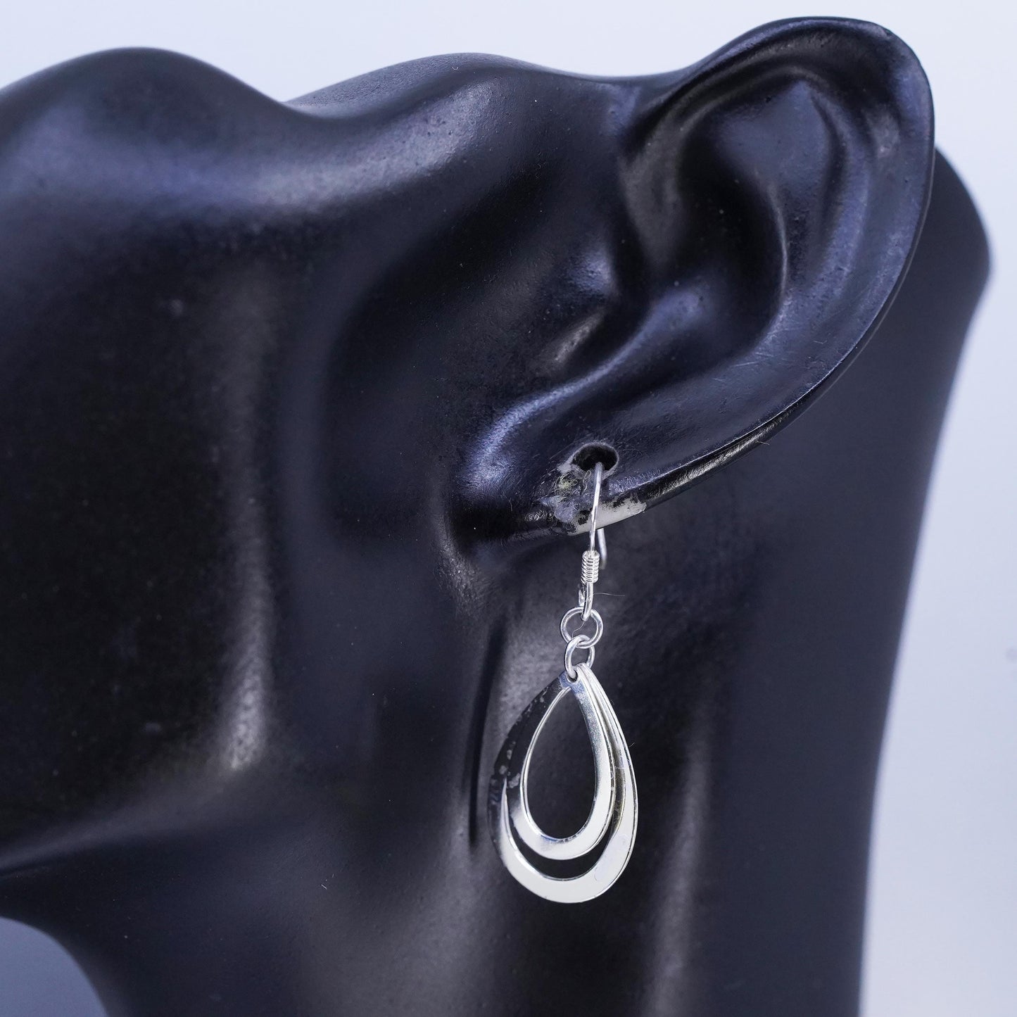Vintage Sterling 925 silver handmade teardrop earrings