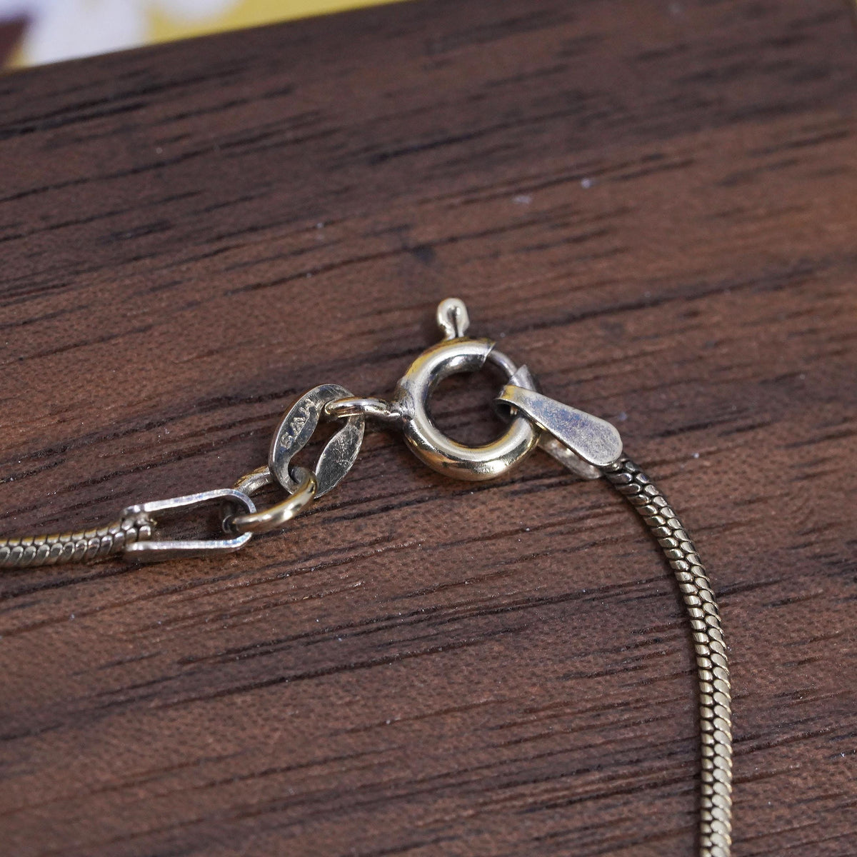 9.25", Italian gold over Sterling silver bracelet, 925 snake chain anklet beads
