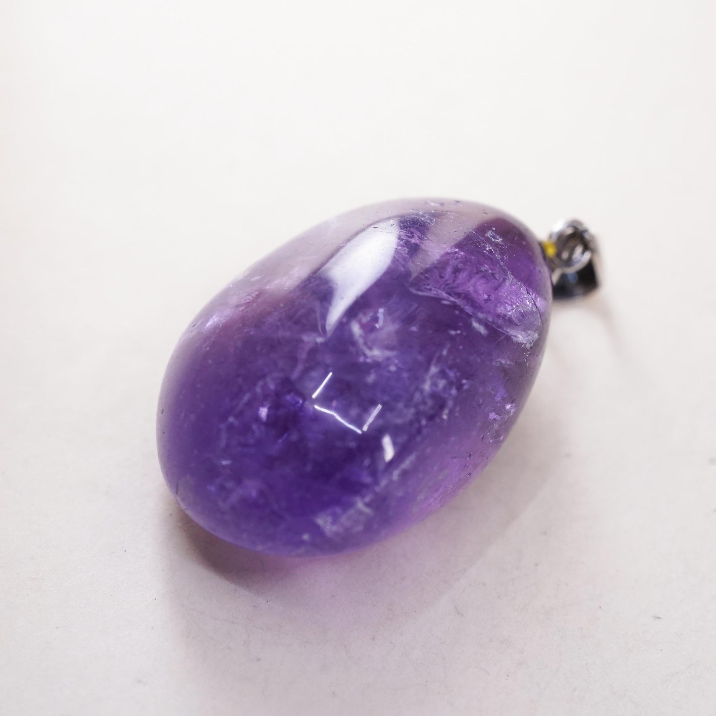 Vintage Sterling 925 silver handmade pendant with amethyst nugget